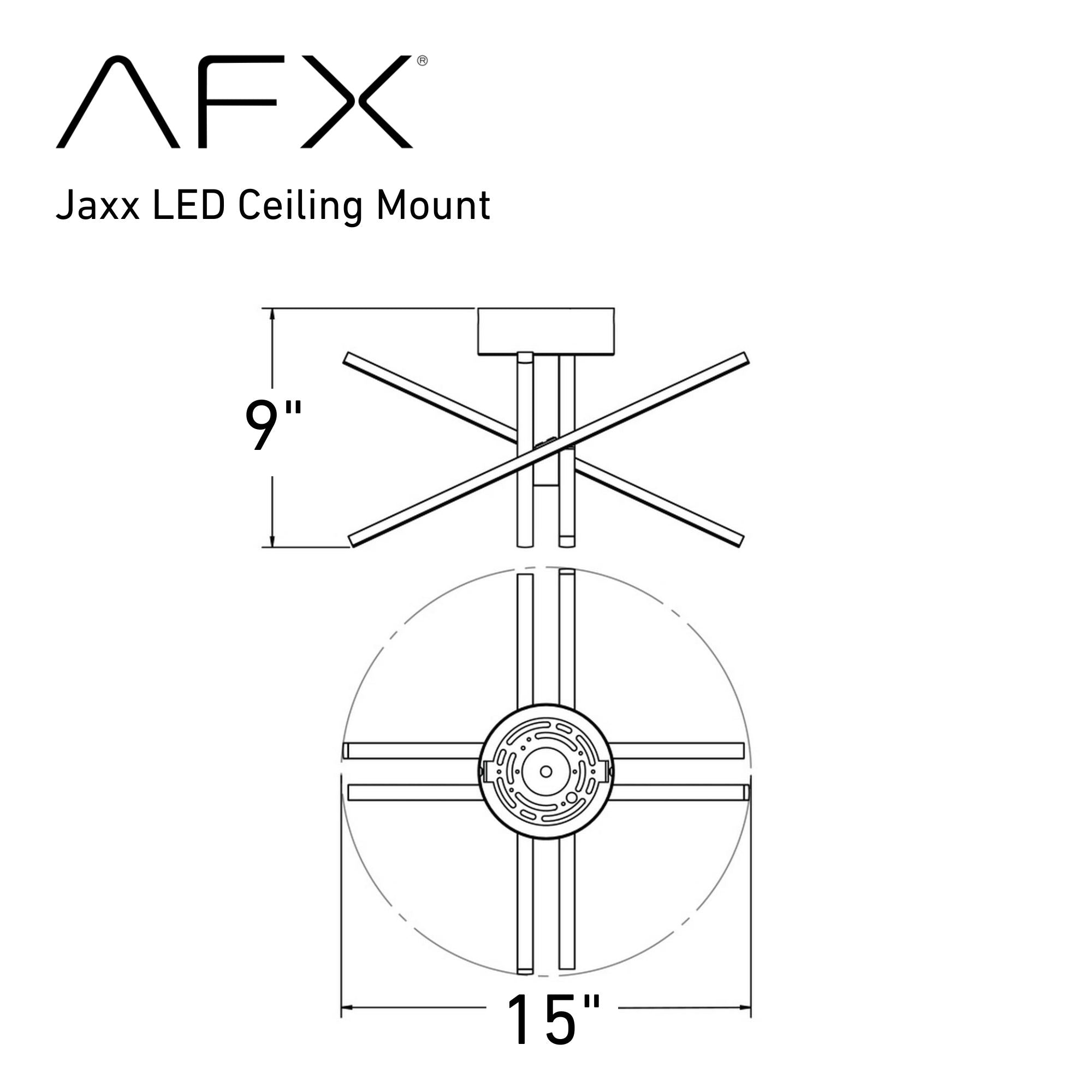 Jaxx 15 in. LED Semi Flush Mount Light Black finish - Bees Lighting