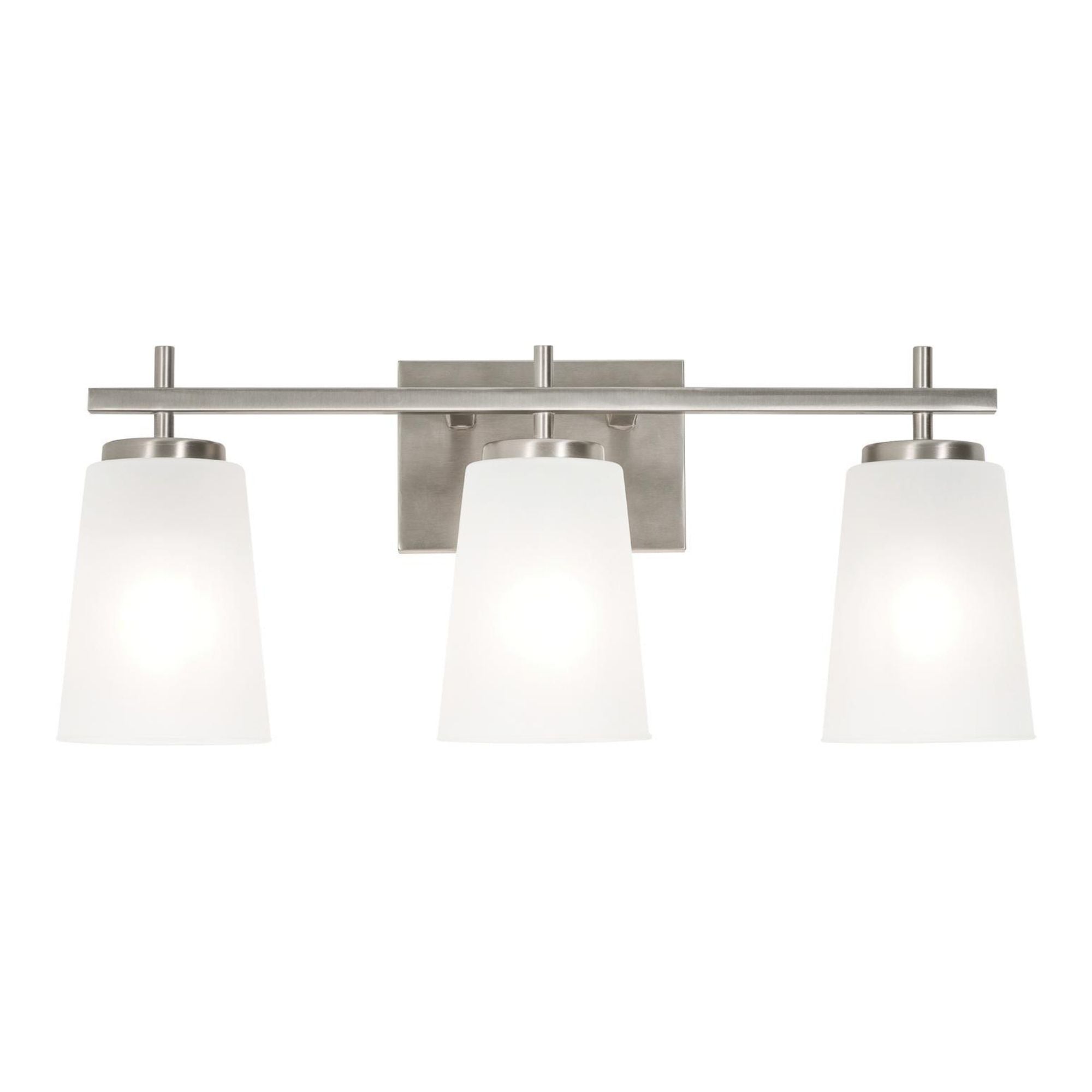 Joanna 23 in. 3 Lights Vanity Light Satin Nickel Finish White Shade - Bees Lighting
