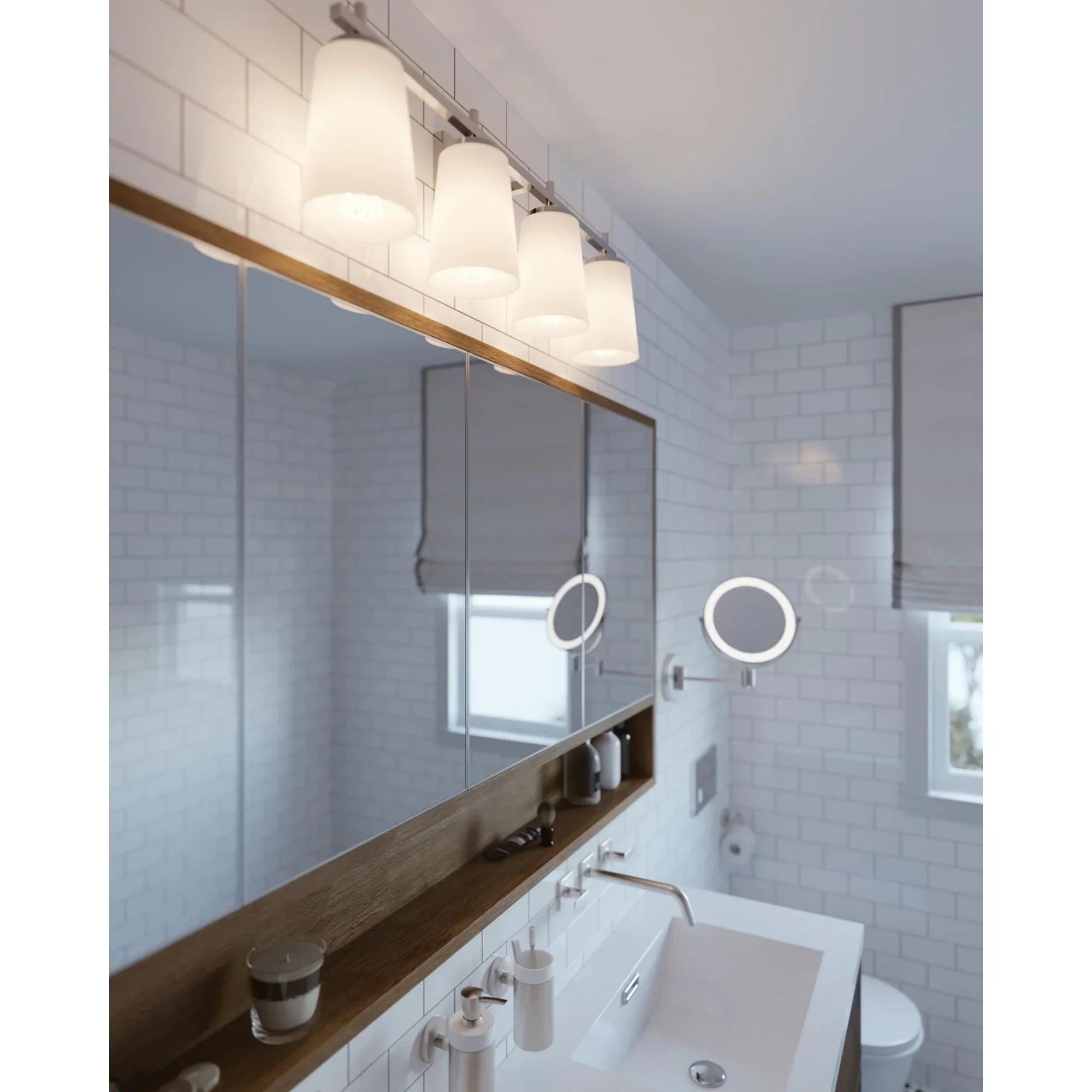 Joanna 32" 4-Light Vanity, Satin Nickel Finish - Bees Lighting