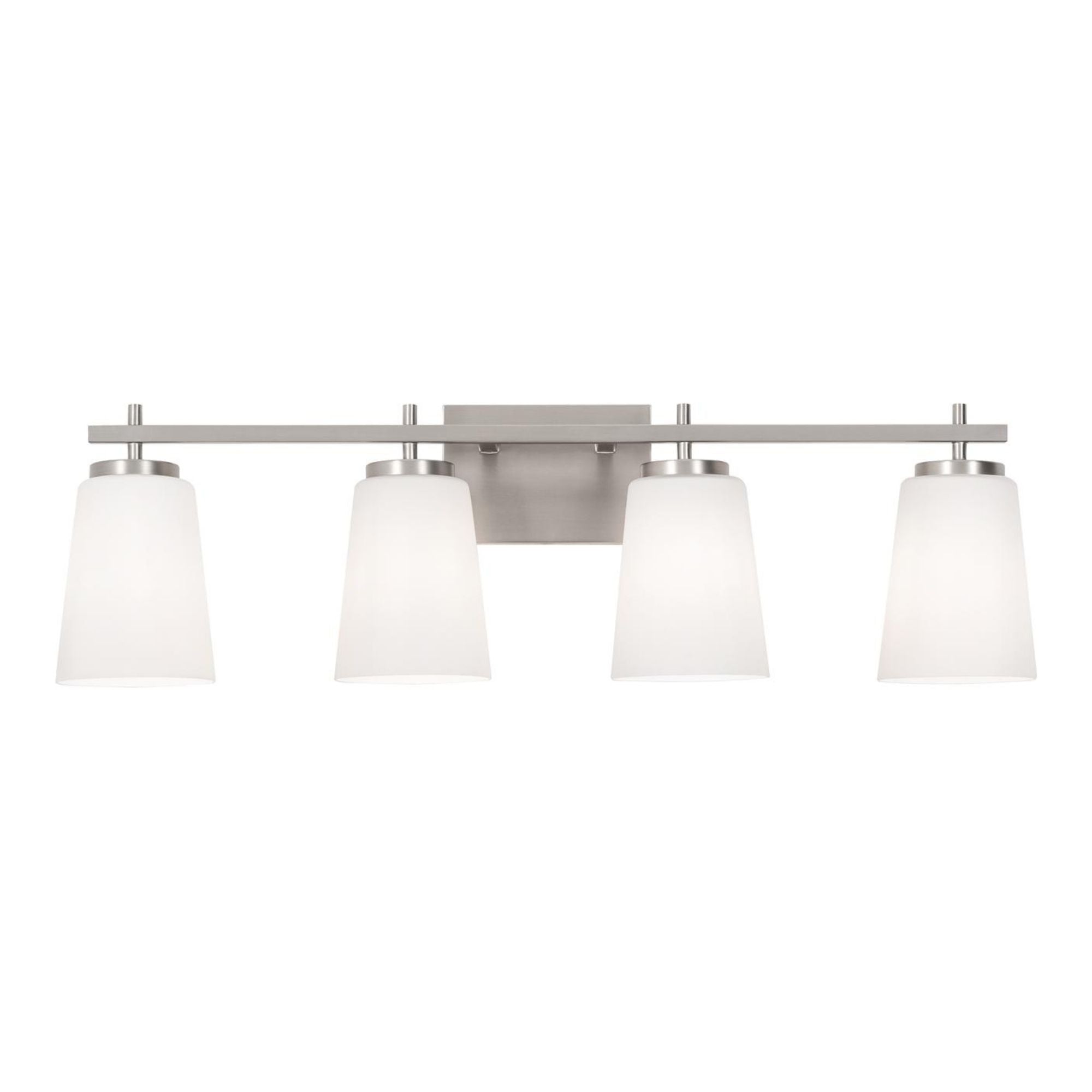 Joanna 32 in. 4 Lights Vanity Light Satin Nickel Finish White Shade - Bees Lighting