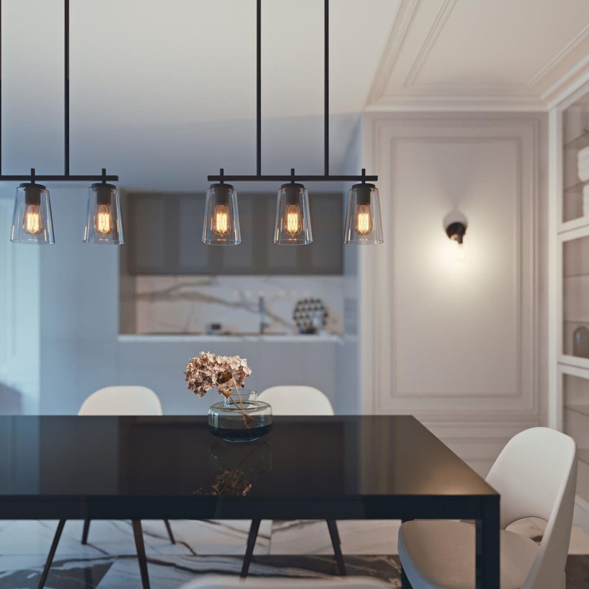 Joanna 23 in. 3 Lights Pendant Light Textured Black Finish - Bees Lighting