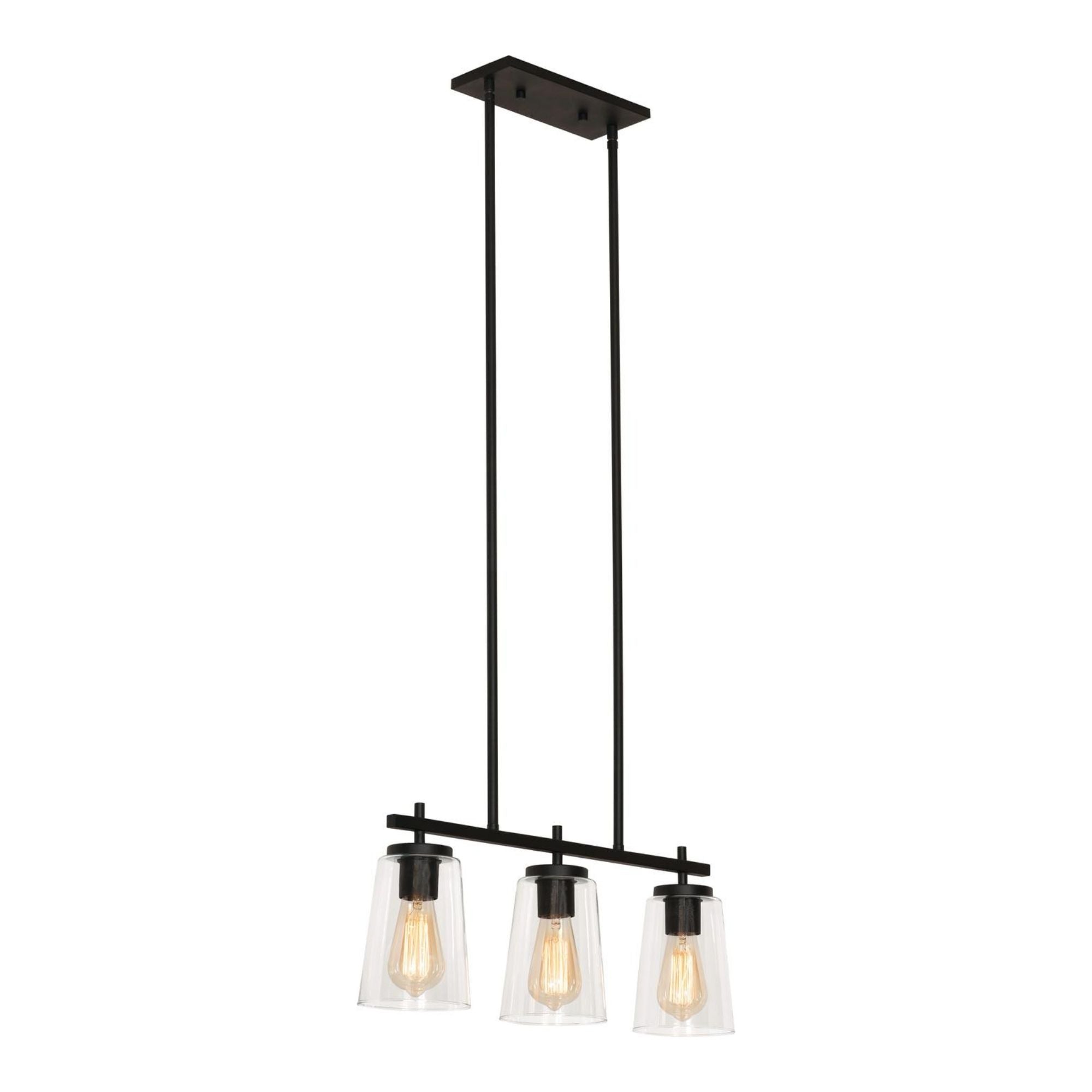 Joanna 23 in. 3 Lights Pendant Light Textured Black Finish - Bees Lighting