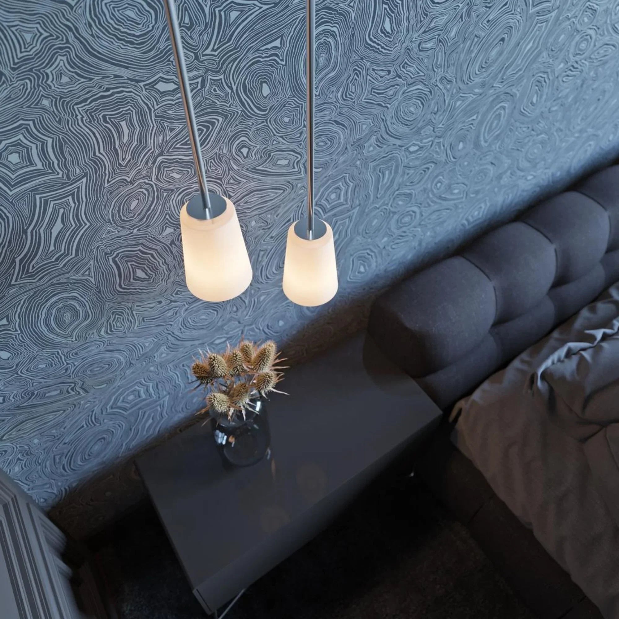 Joanna 5" Mini Pendant, Satin Nickel Finish - Bees Lighting