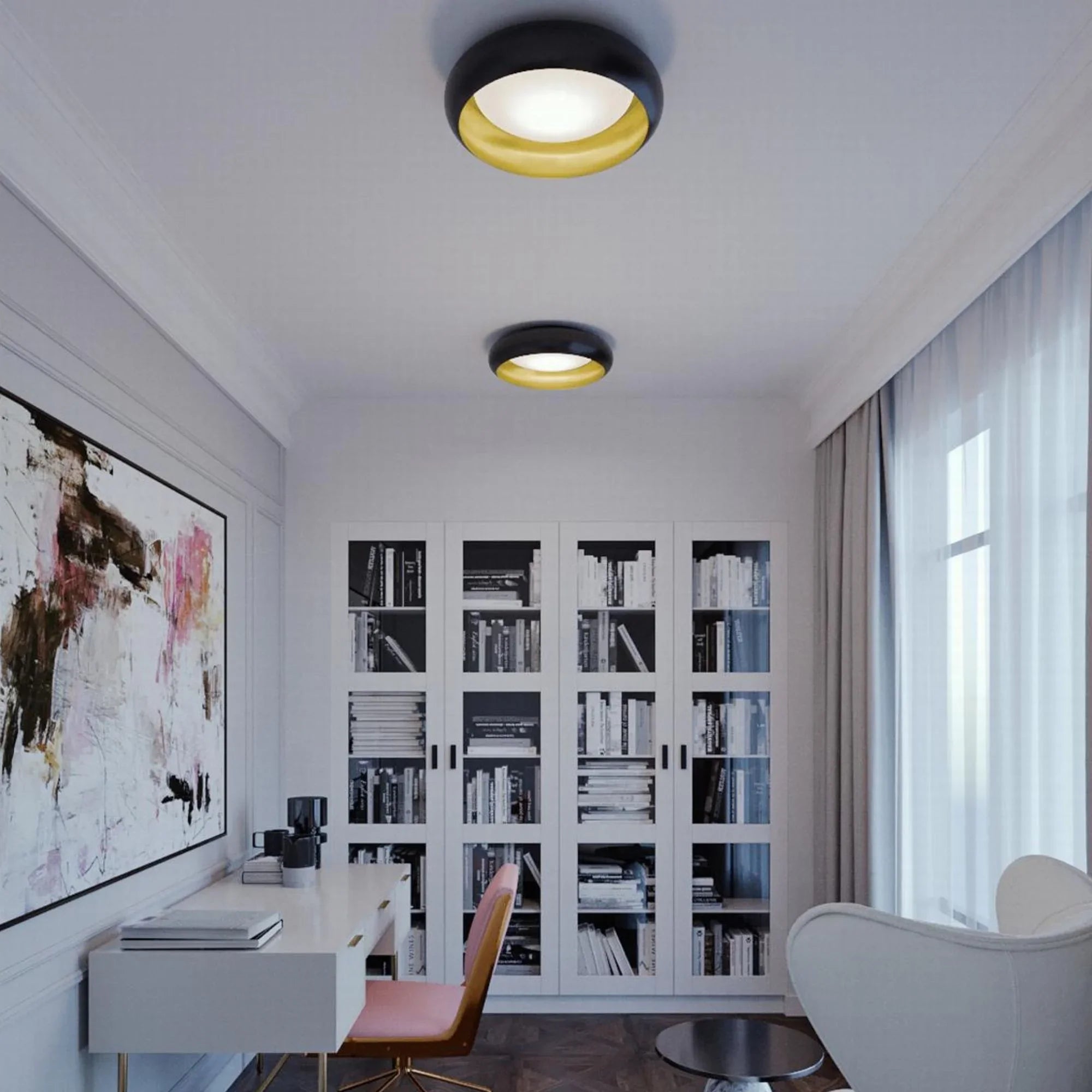 Kayce 12" LED Flush Mount, 5CCT, Black Finish - Bees Lighting