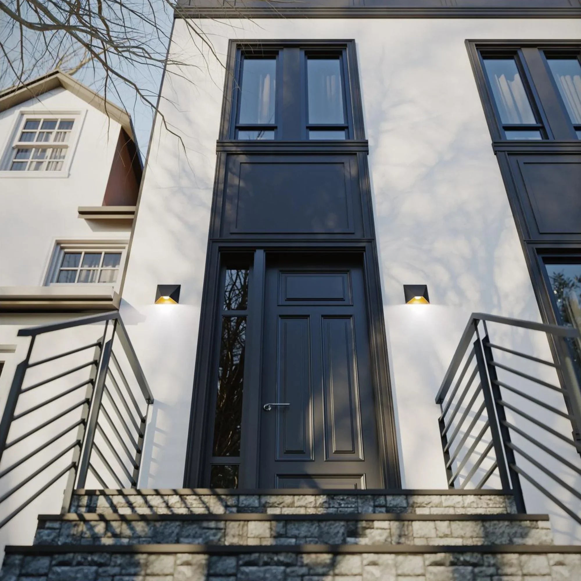 Kylo 8" LED Outdoor Wall Mount, Black Finish - Bees Lighting