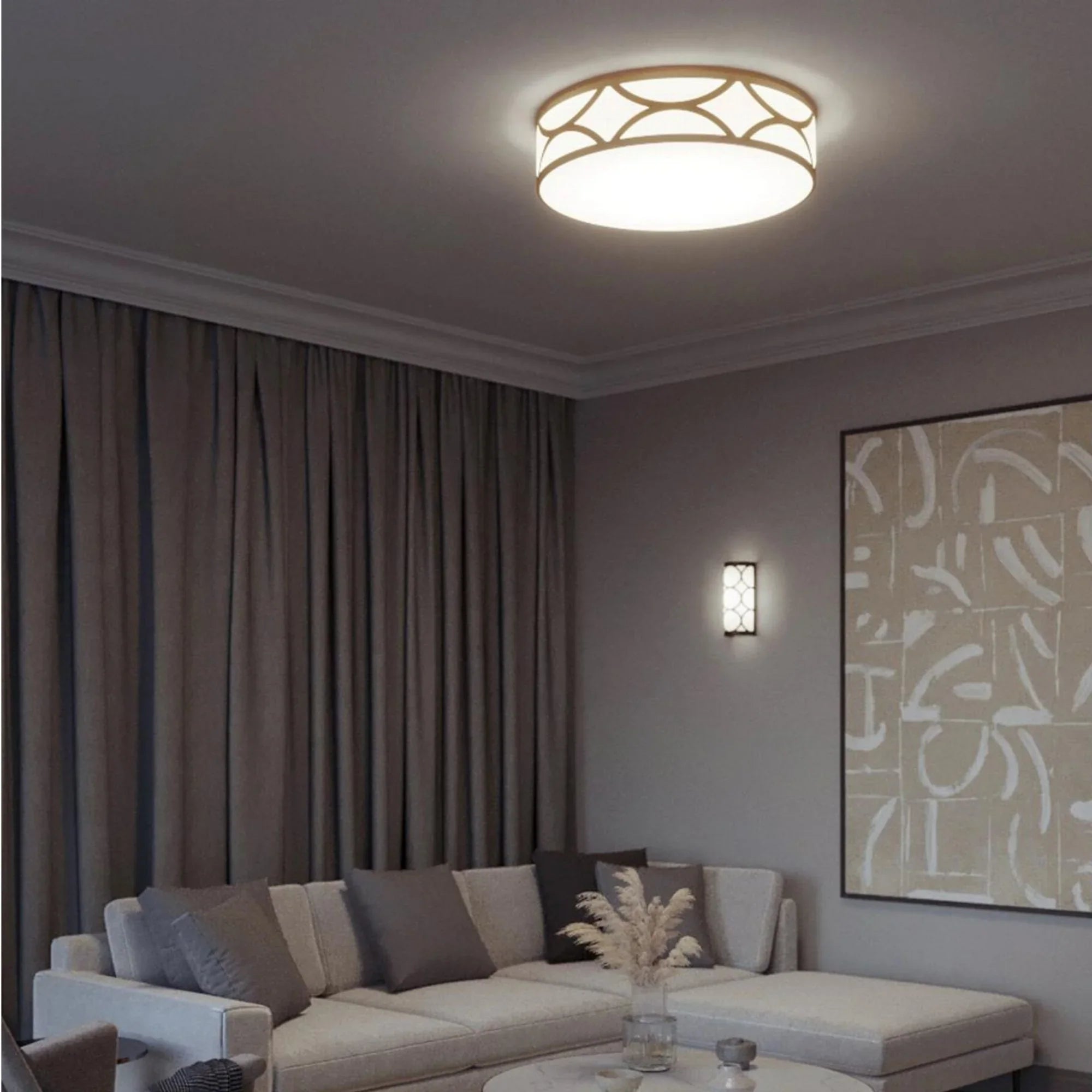 Lake 16" 3-Light Flush Mount, Gold Finish