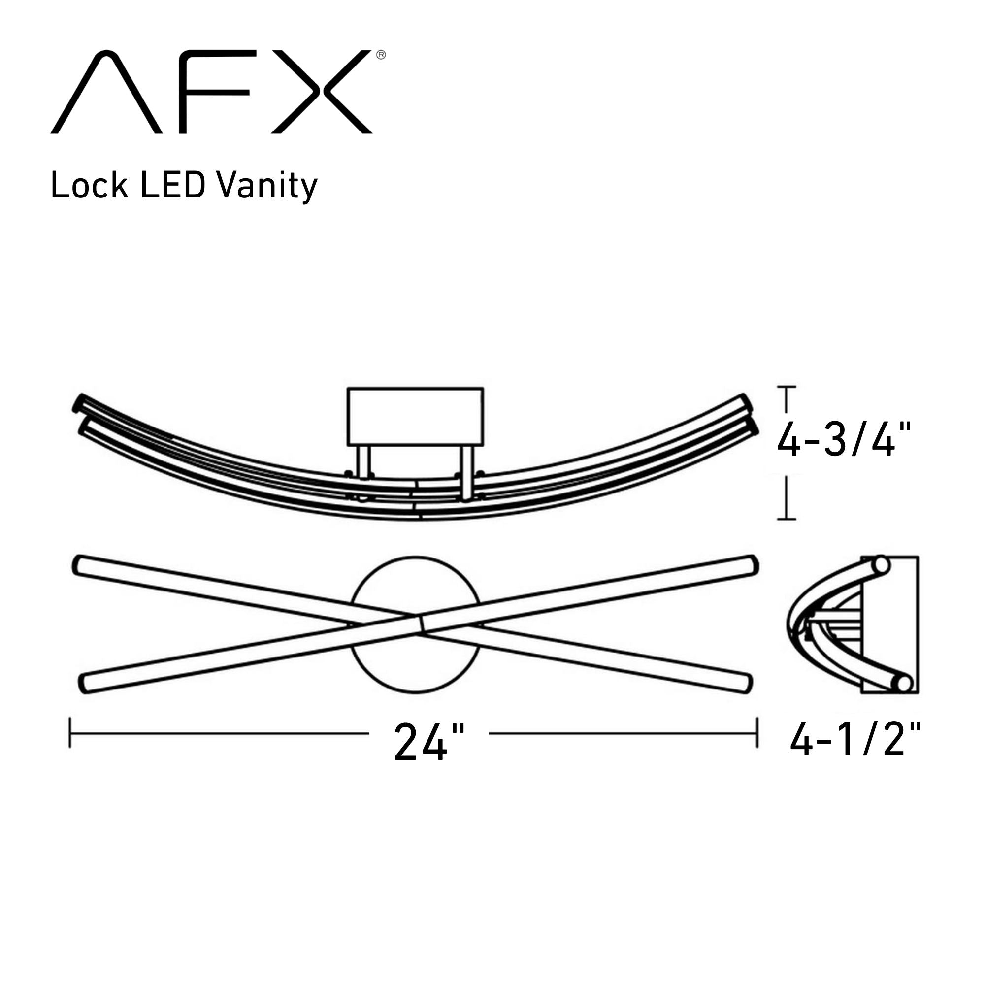 Lock 2 Lights 24 In. LED Vanity Light Satin Nickel Finish - Bees Lighting