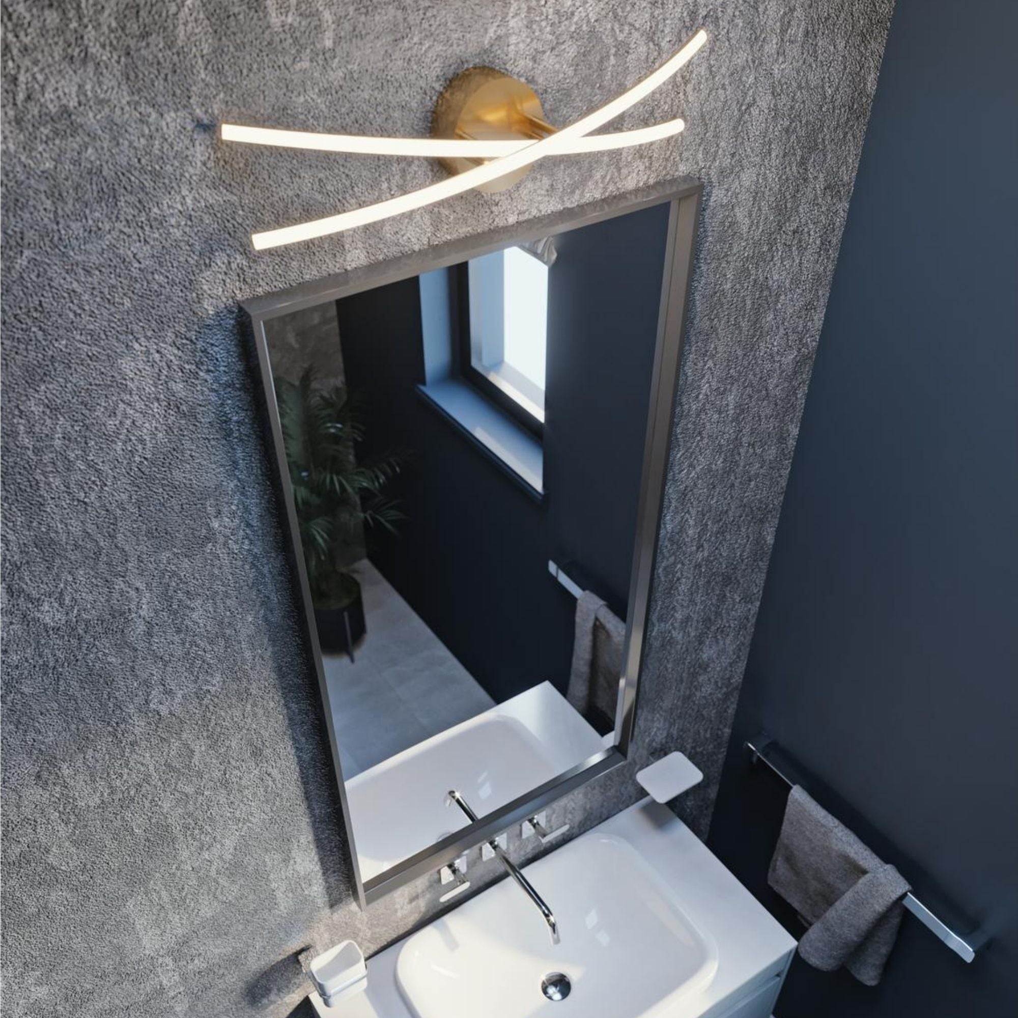 Lock 2 Lights 24 In. LED Vanity Light Satin Nickel Finish - Bees Lighting