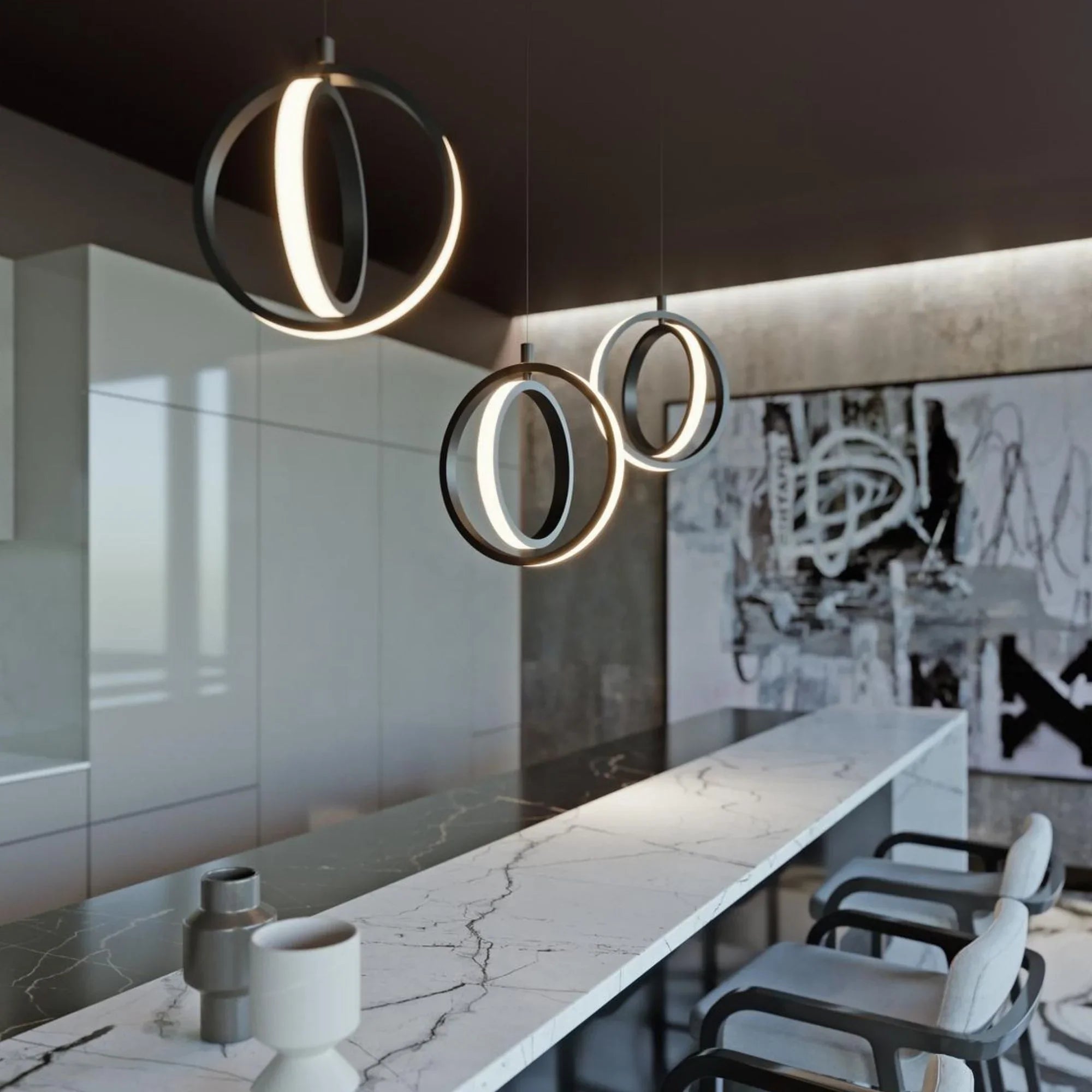 Lock 36" LED Linear Pendant, Black Finish - Bees Lighting