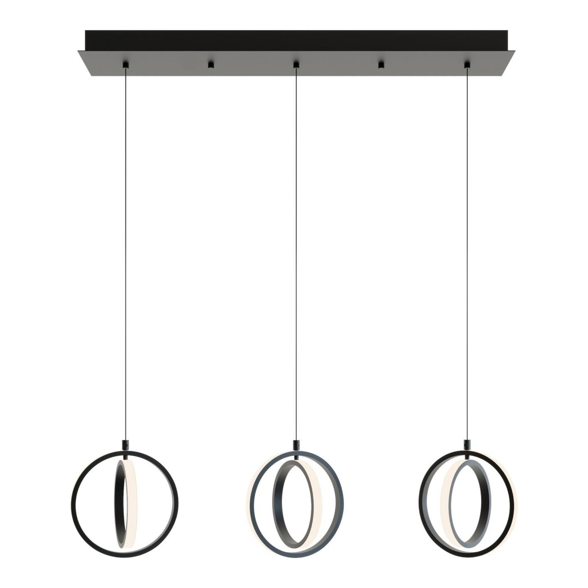 Lock 3 Lights 36 In. LED Pendant Light Black Finish - Bees Lighting