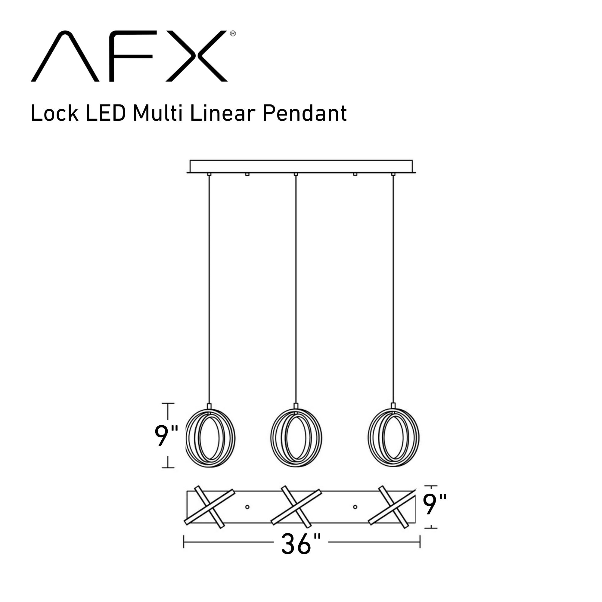 Lock 3 Lights 36 In. LED Pendant Light Black Finish - Bees Lighting