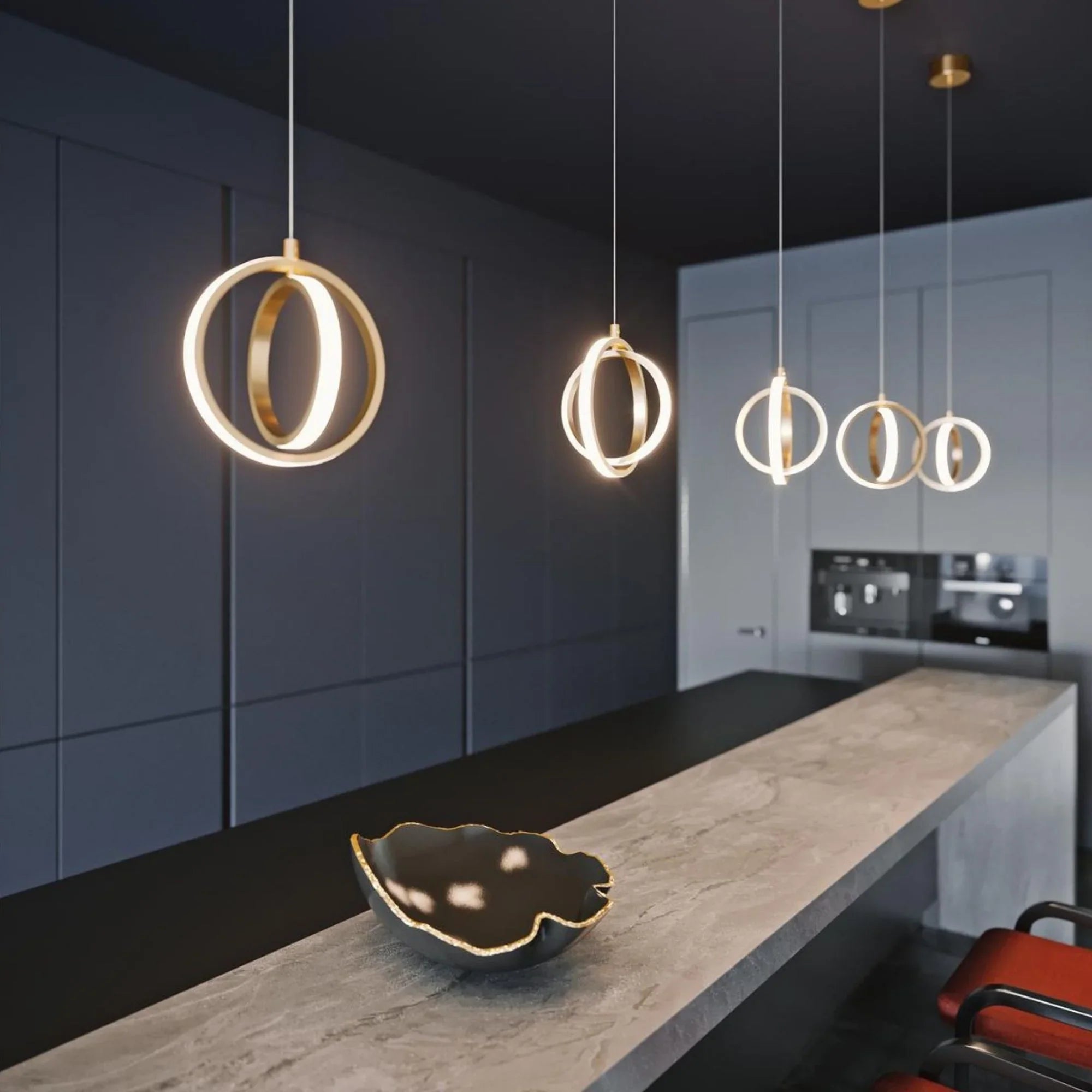 Lock 9" LED Mini Pendant, Satin Brass Finish - Bees Lighting