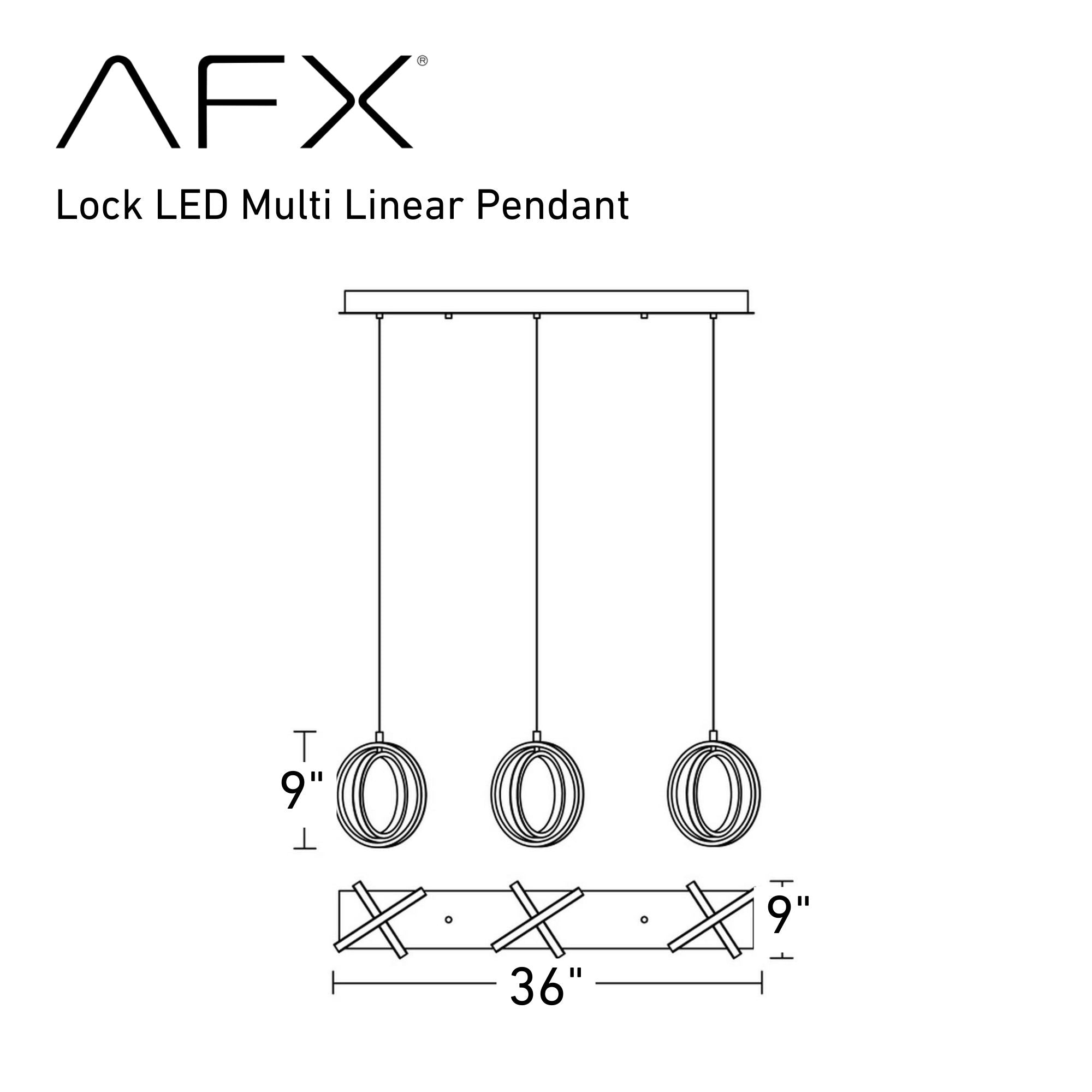 Lock 3 Lights 36 In. LED Pendant Light Satin Brass Finish - Bees Lighting