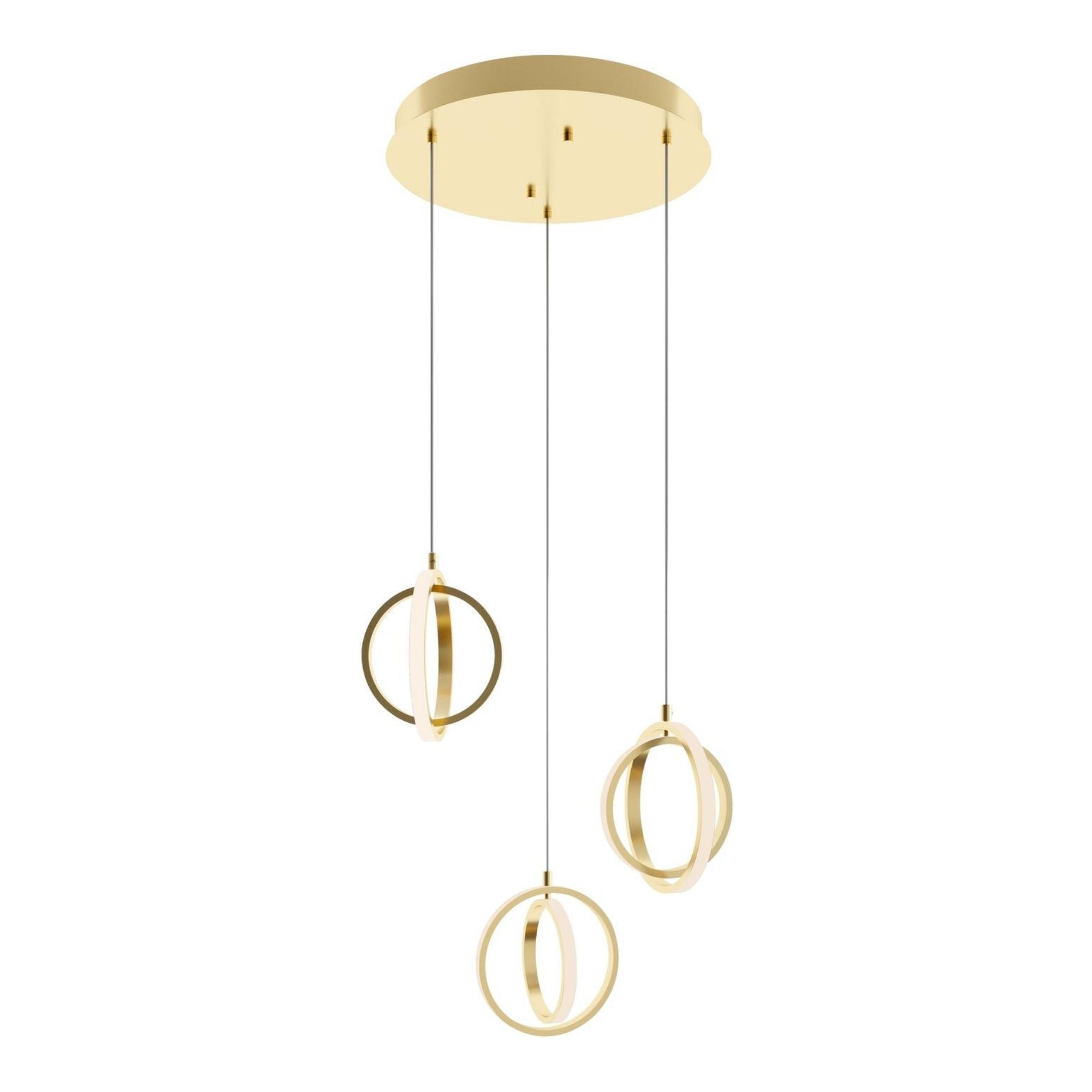 Lock 3 Lights 23 In. LED Pendant Light Satin Brass Finish - Bees Lighting