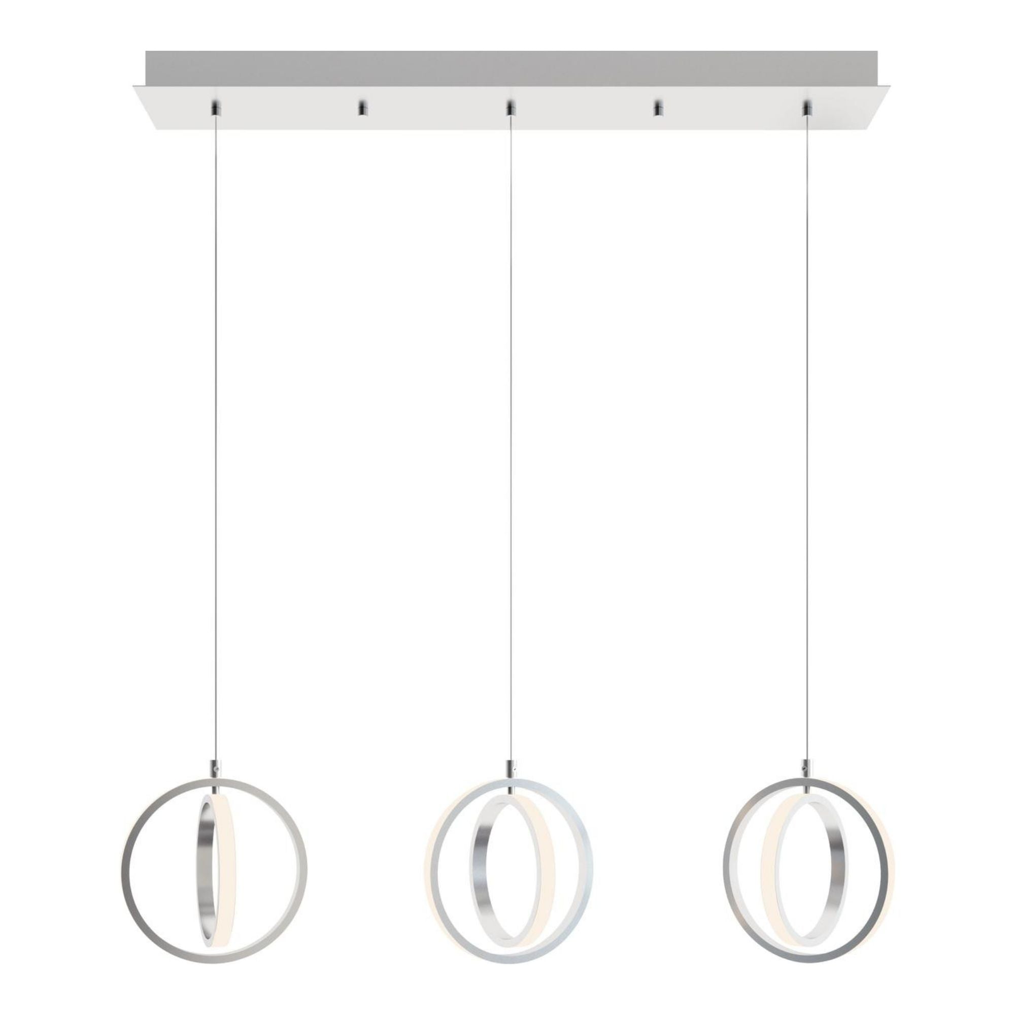 Lock 3 Lights 36 In. LED Pendant Light Satin Nickel Finish - Bees Lighting