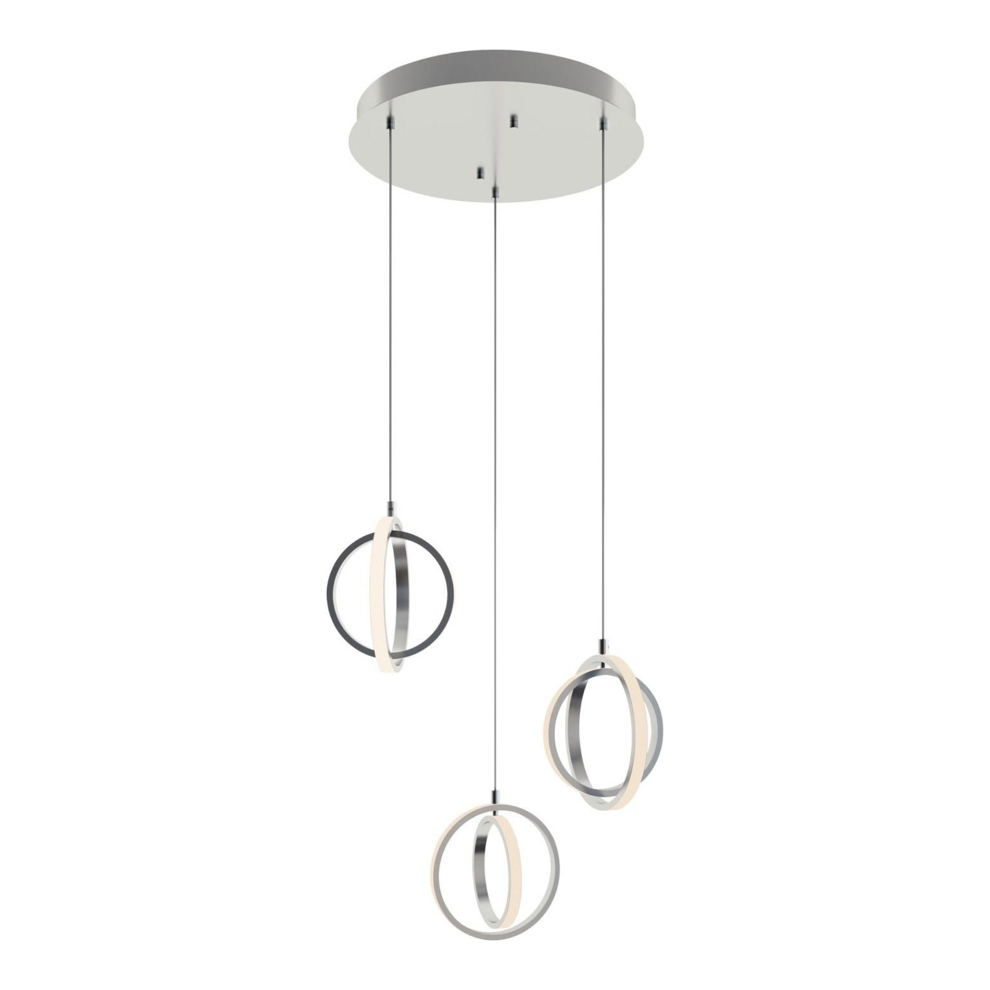 Lock 3 Lights 23 In. LED Pendant Light Satin Nickel Finish - Bees Lighting