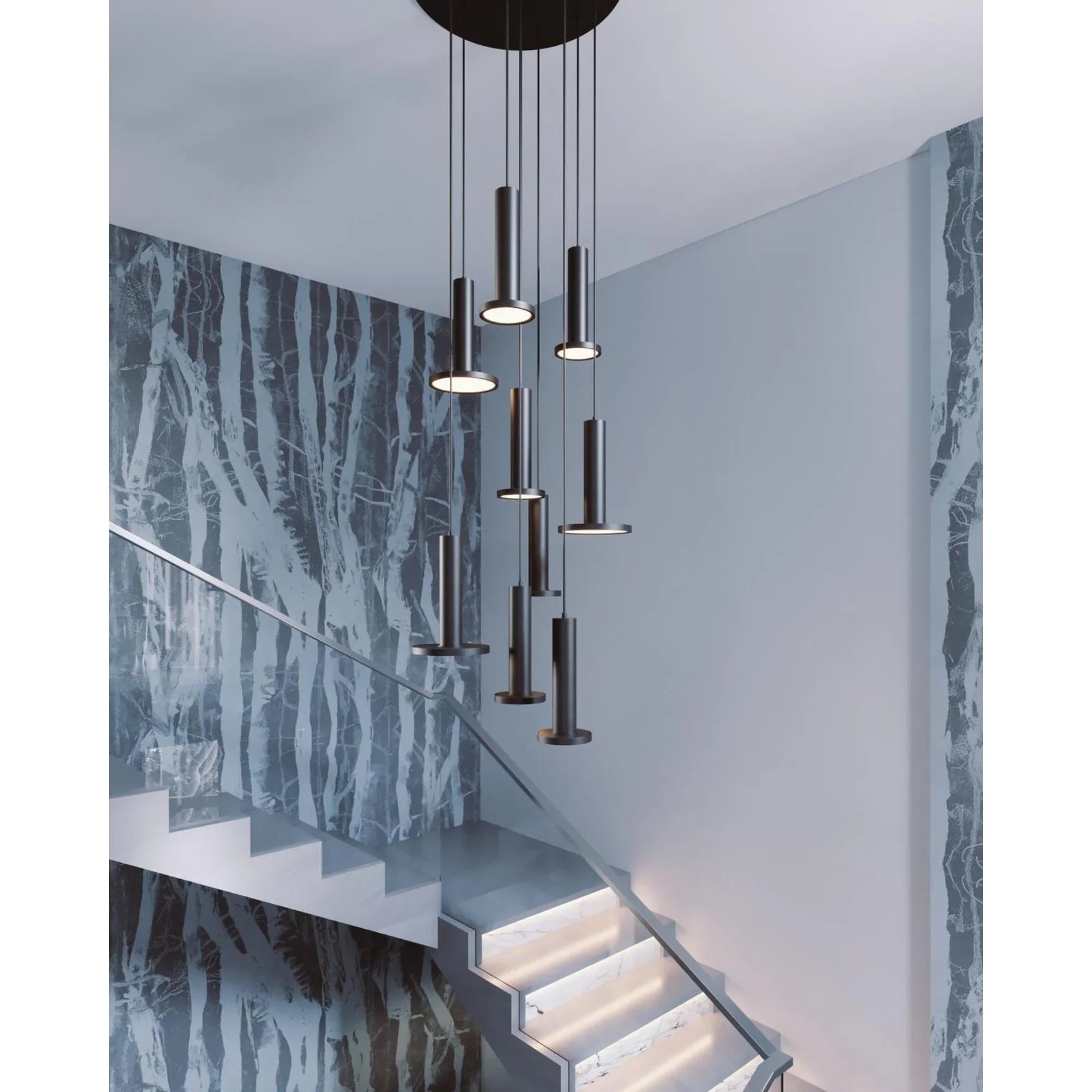 Luna 18" LED Multi-Port Pendant, Black Finish - Bees Lighting