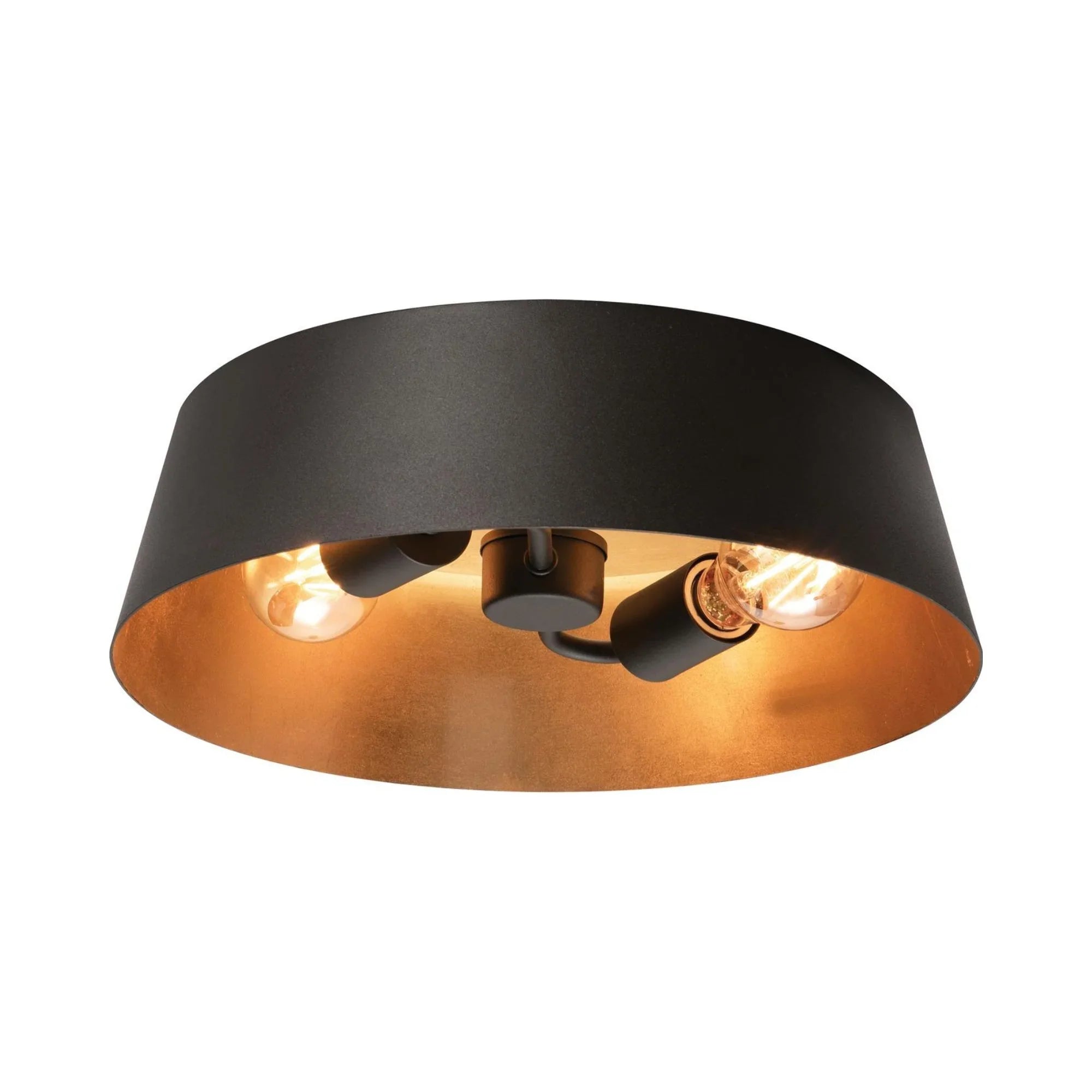 Lyric 14" 2-Light Flush Mount, Black and Gold Finish - Bees Lighting