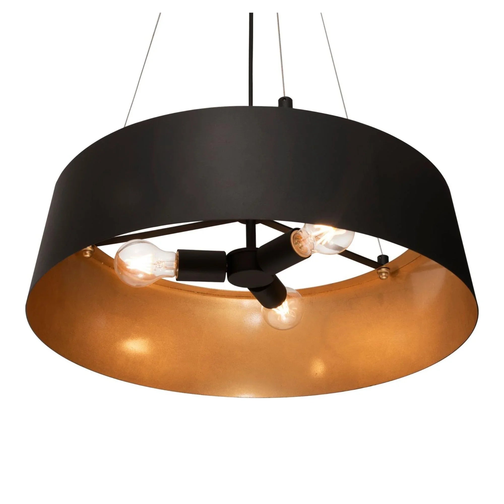 Lyric 22" 3-Light Pendant, Black and Gold Finish - Bees Lighting