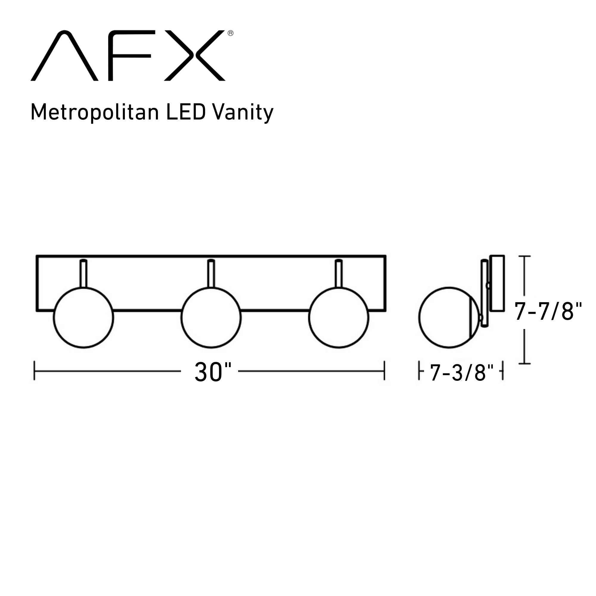 Metropolitan 30 in. 3 Lights LED Vanity Light Satin Nickel Finish - Bees Lighting