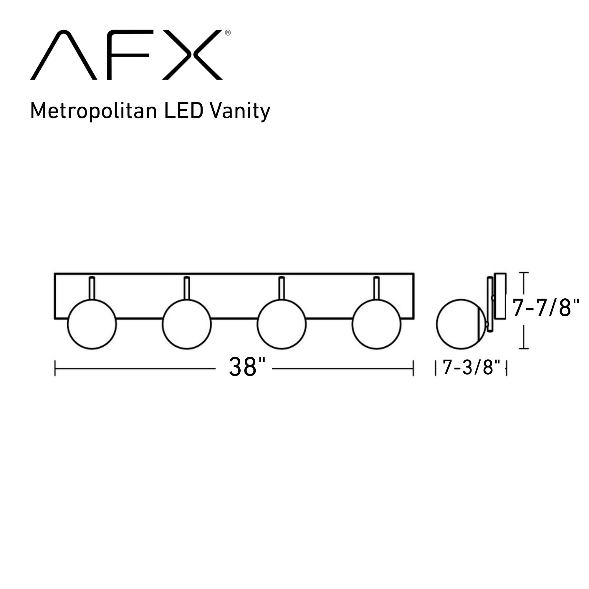 Metropolitan 38 in. 4 Lights LED Vanity Light Black Finish - Bees Lighting