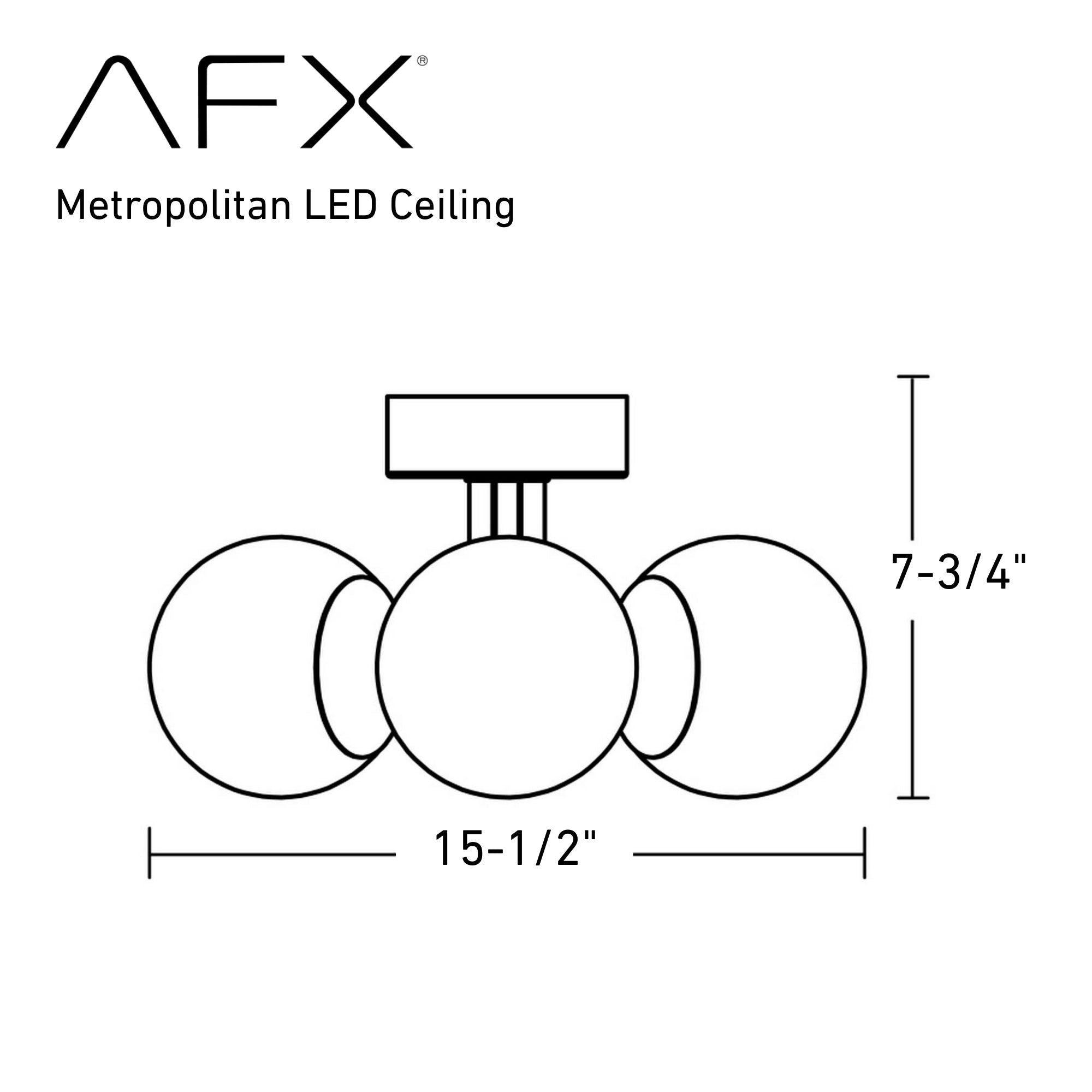 Metropolitan 16 in. 3 Lights LED Semi flush Mount Light Satin Nickel Finish - Bees Lighting
