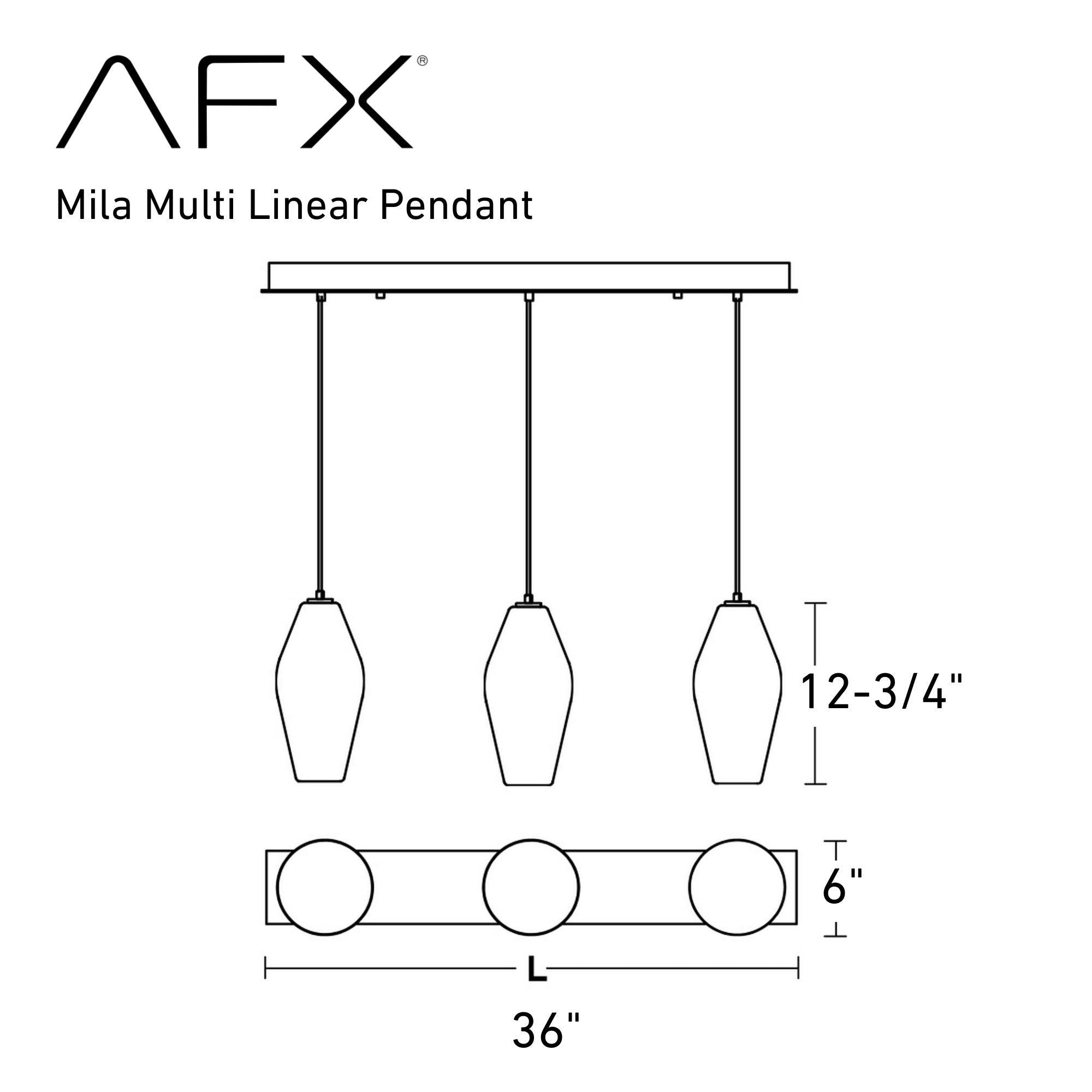 Mila 36 in. 3 Lights Pendant Light Black Finish - Bees Lighting
