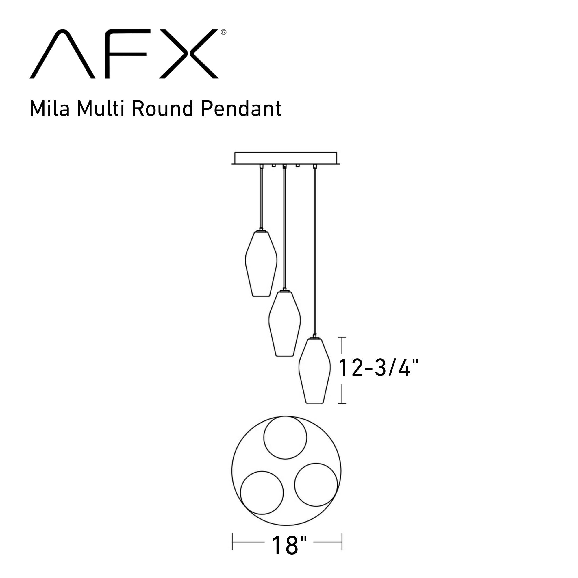 Mila 18 in. 3 Lights Pendant Light Black Finish - Bees Lighting