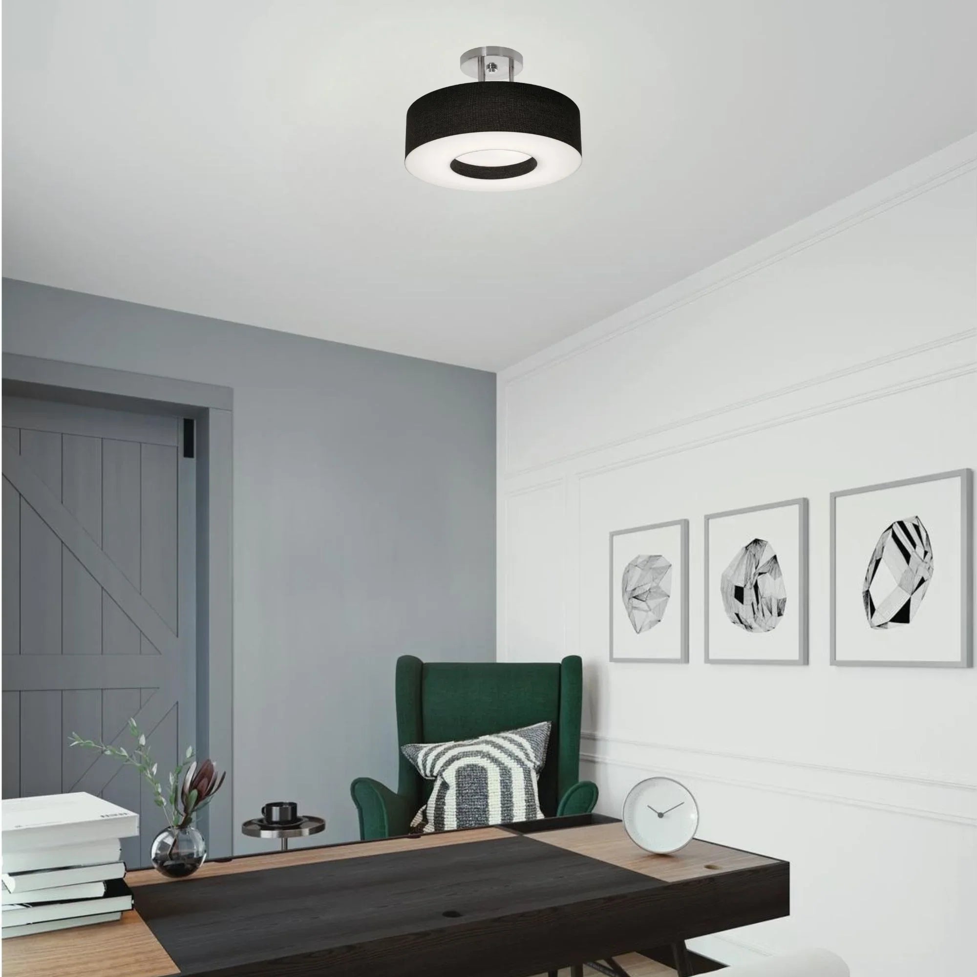 Montclair 12" LED Semi-Flush Mount, Black Finish