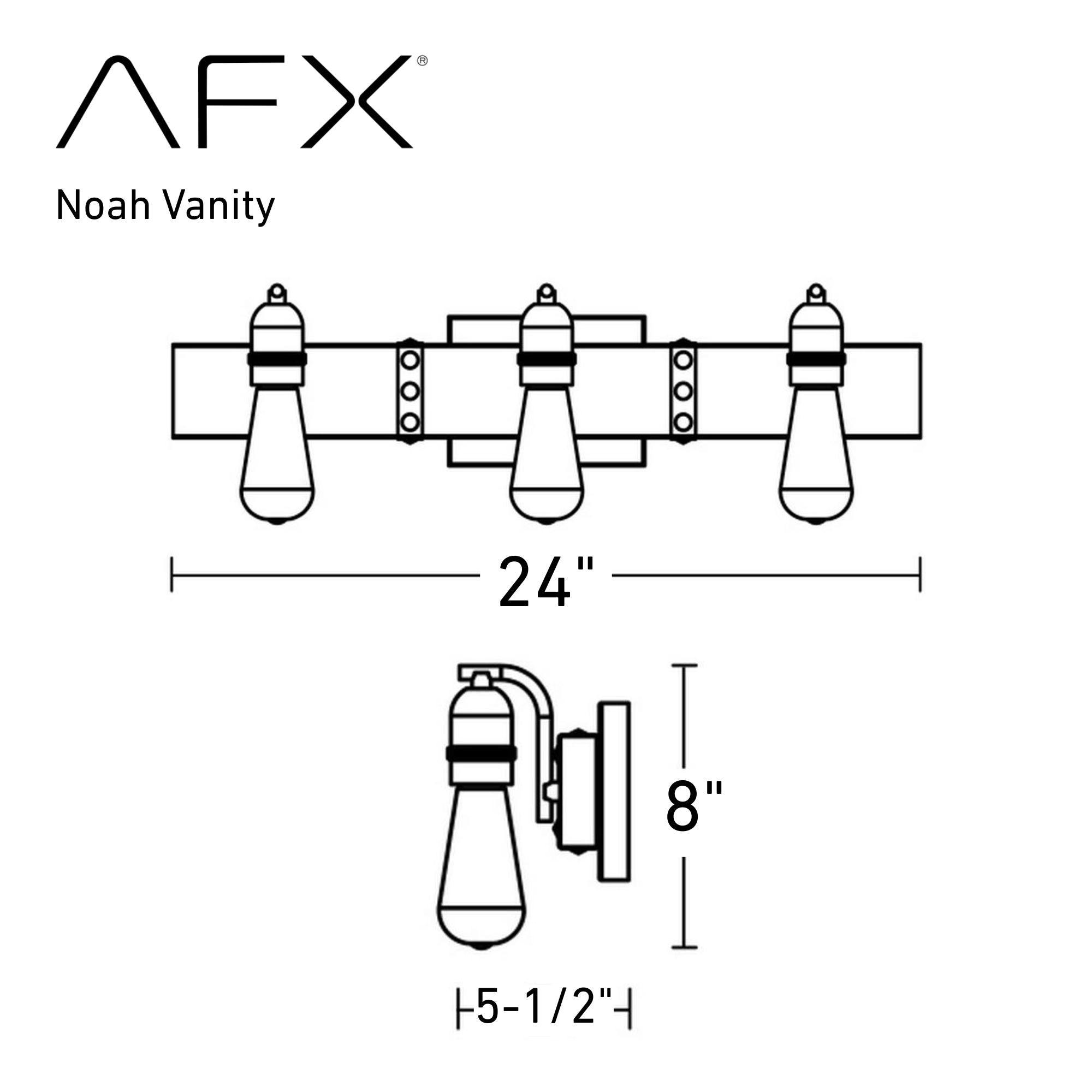 Noah 24 in. 3 Lights Vanity Light Gray Finish - Bees Lighting