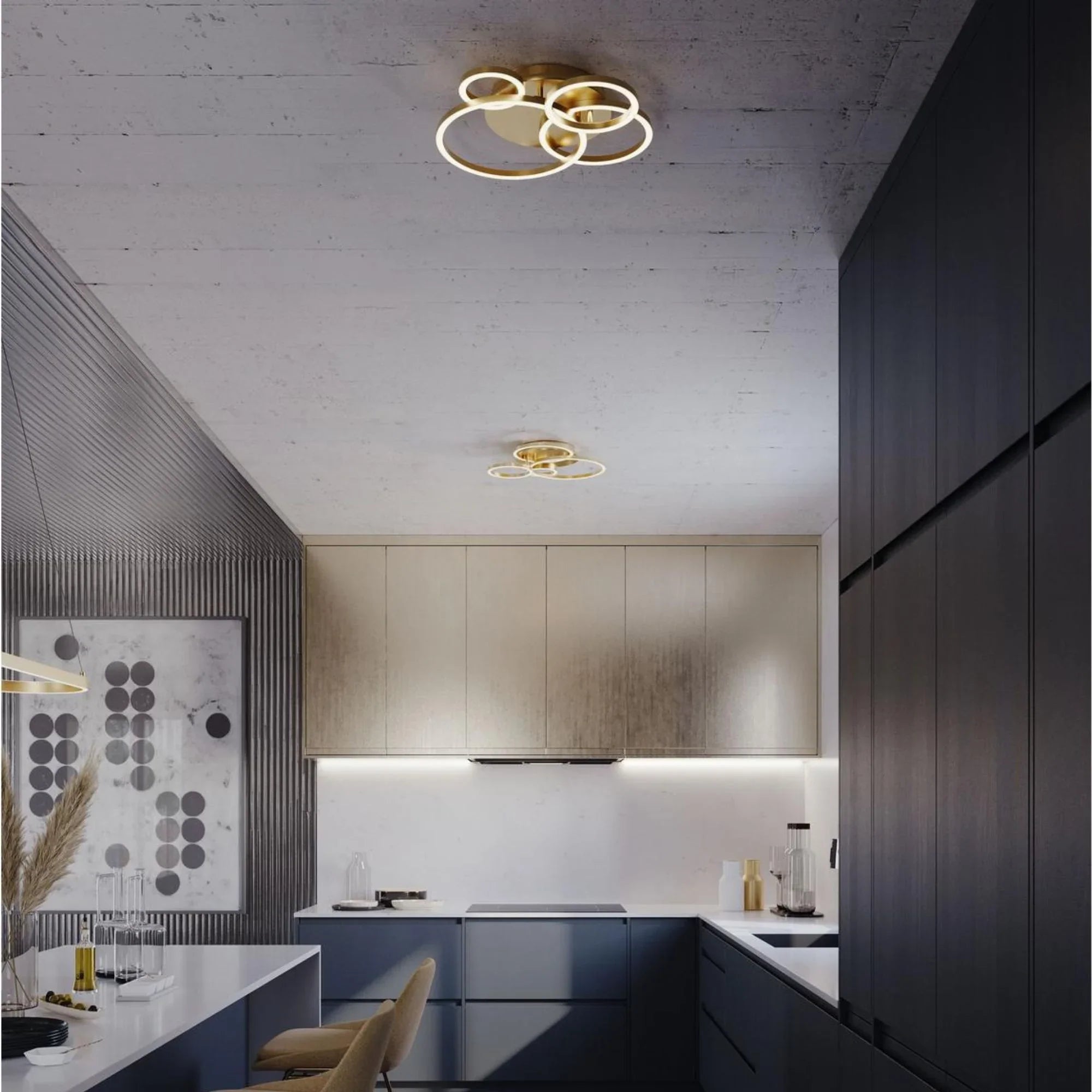 Orbit 18" LED Semi Flush Mount, Light Antique Brass Finish