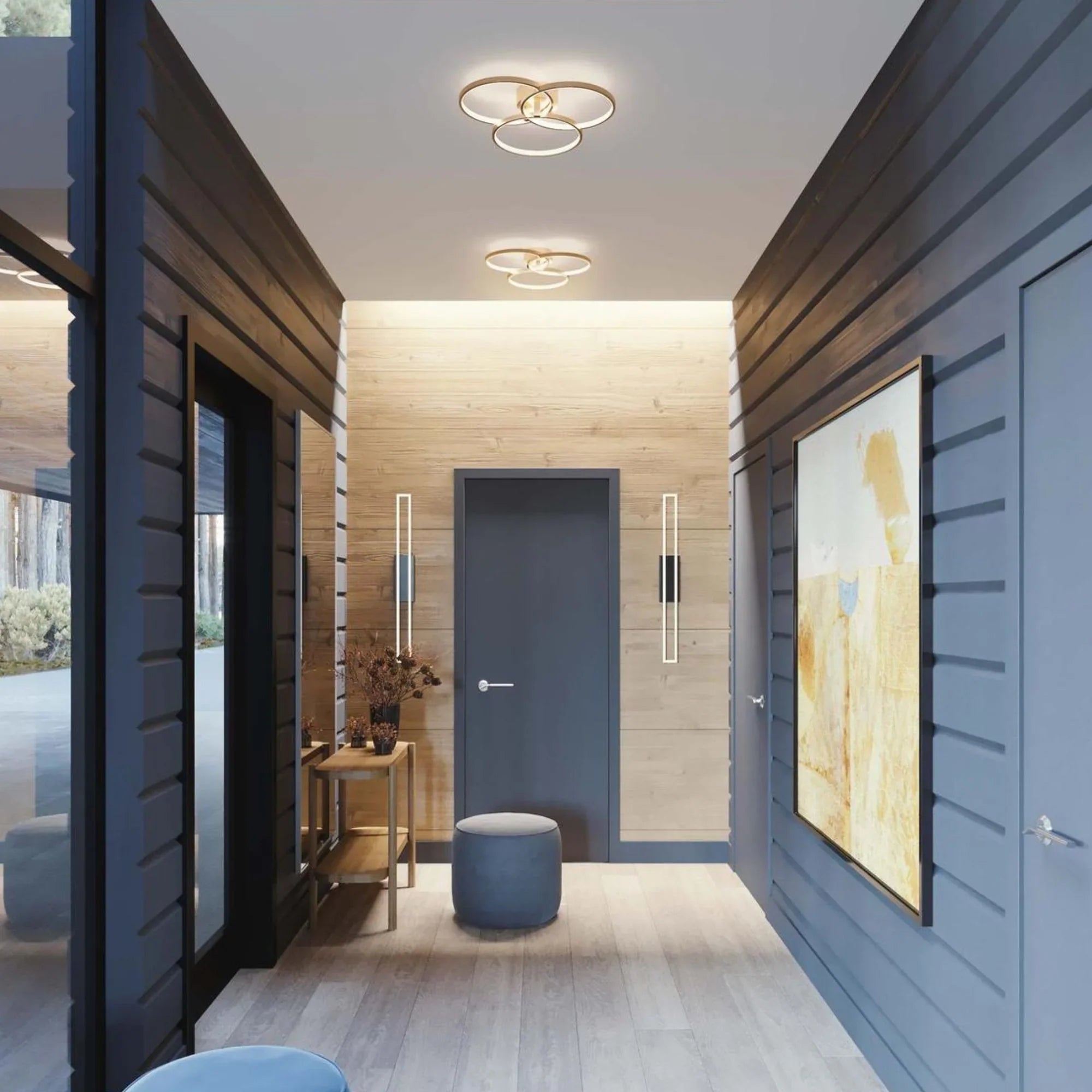 Orion 20" LED Flush Mount, Satin Brass Finish - Bees Lighting