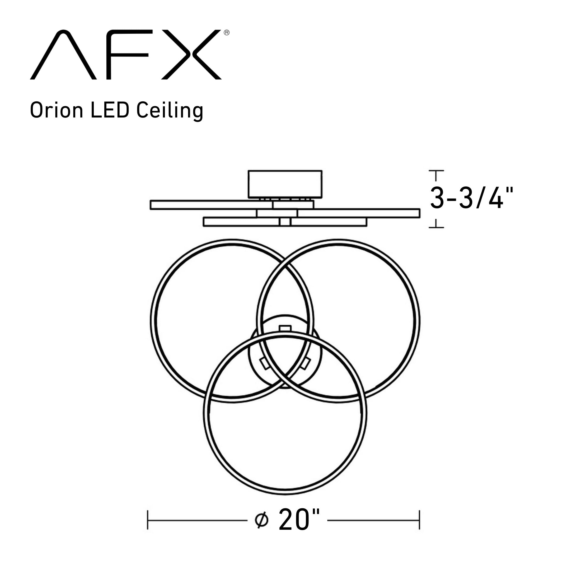 Orion 20 in. LED Semi flush Mount Light Satin Brass Finish - Bees Lighting