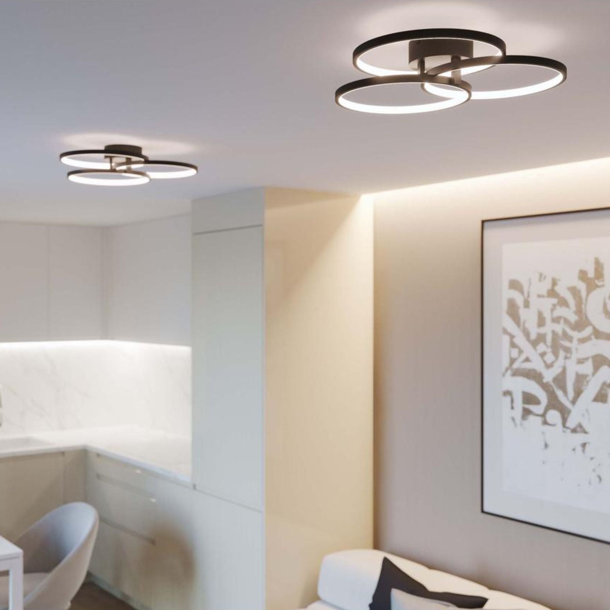 Orion 20 in. LED Semi flush Mount Light Satin Brass Finish - Bees Lighting