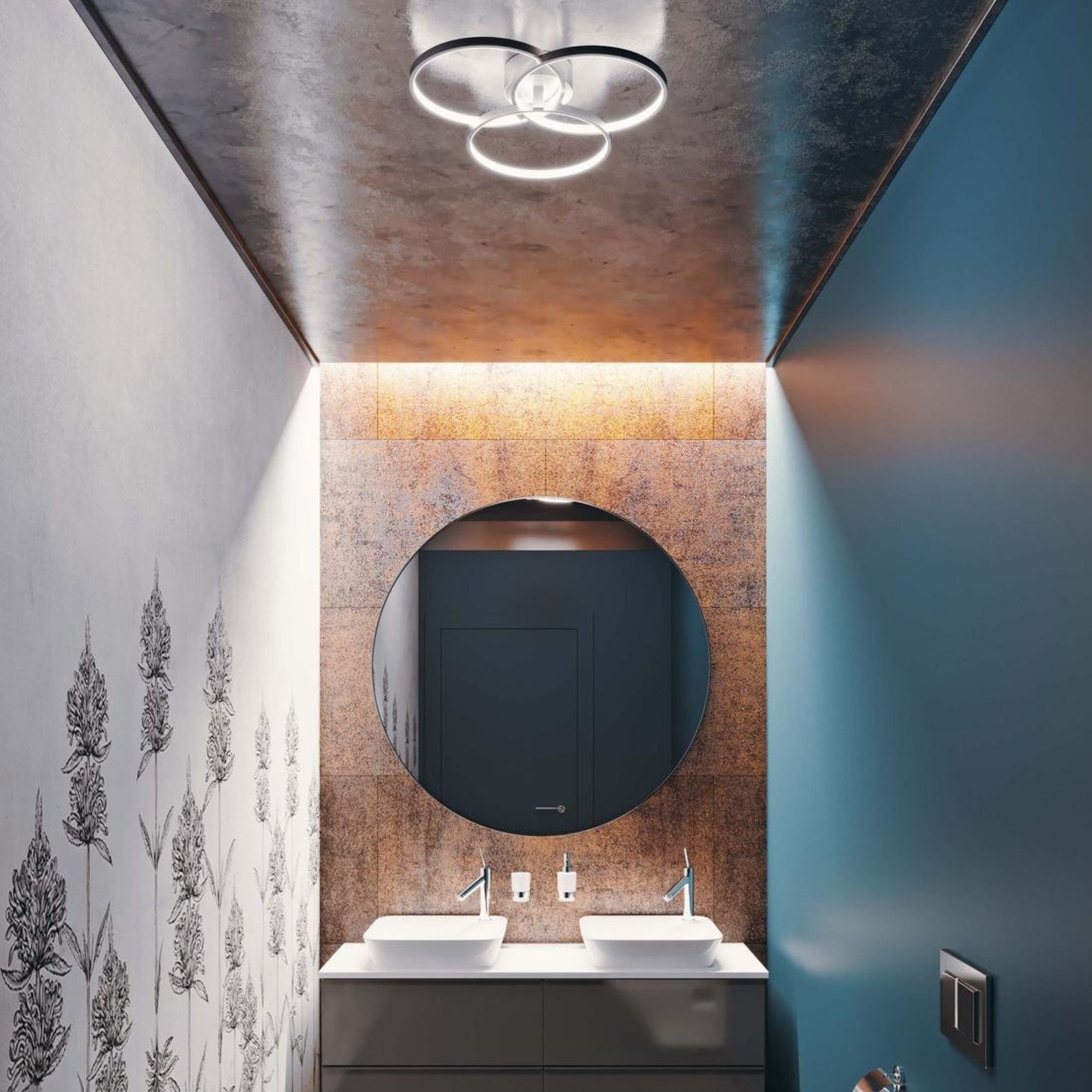 Orion 20 in. LED Semi flush Mount Light Satin Brass Finish - Bees Lighting