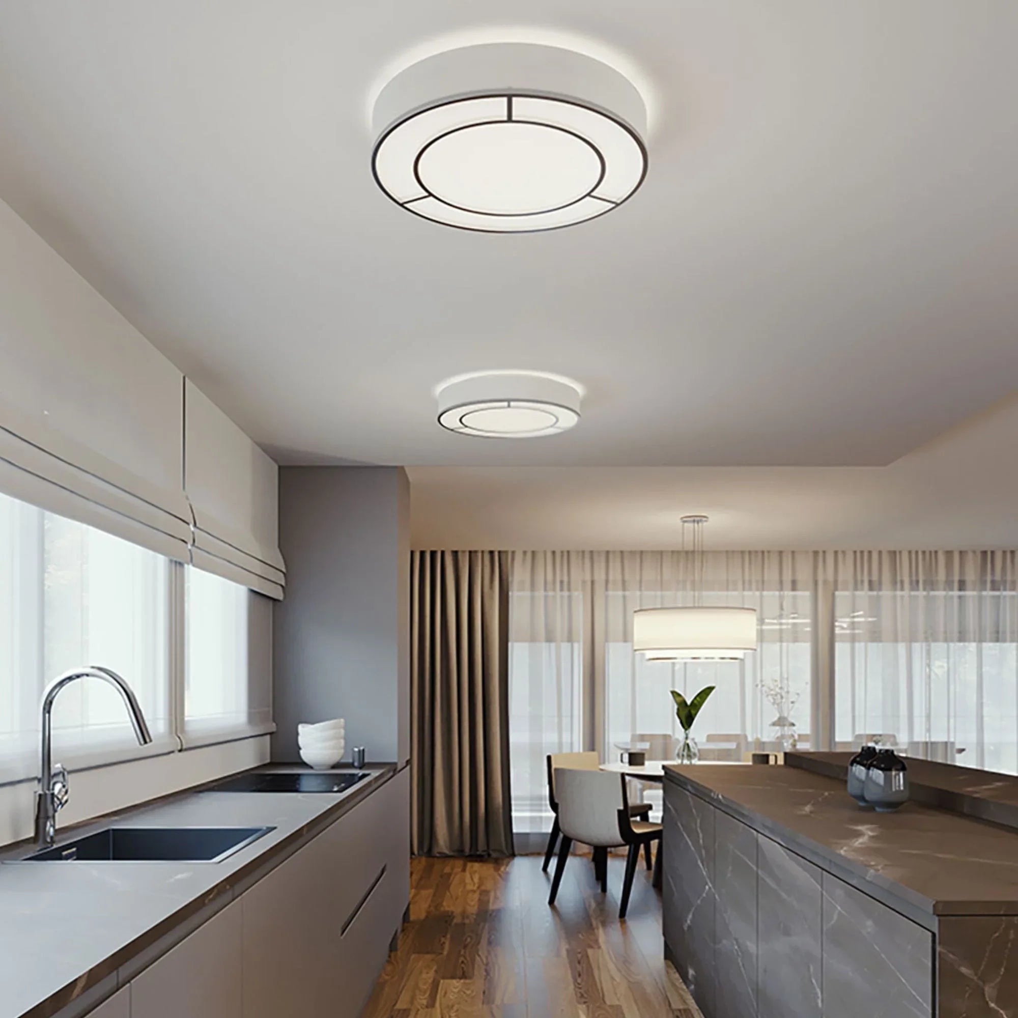 Reeves 16" LED Flush Mount, Satin Nickel Finish