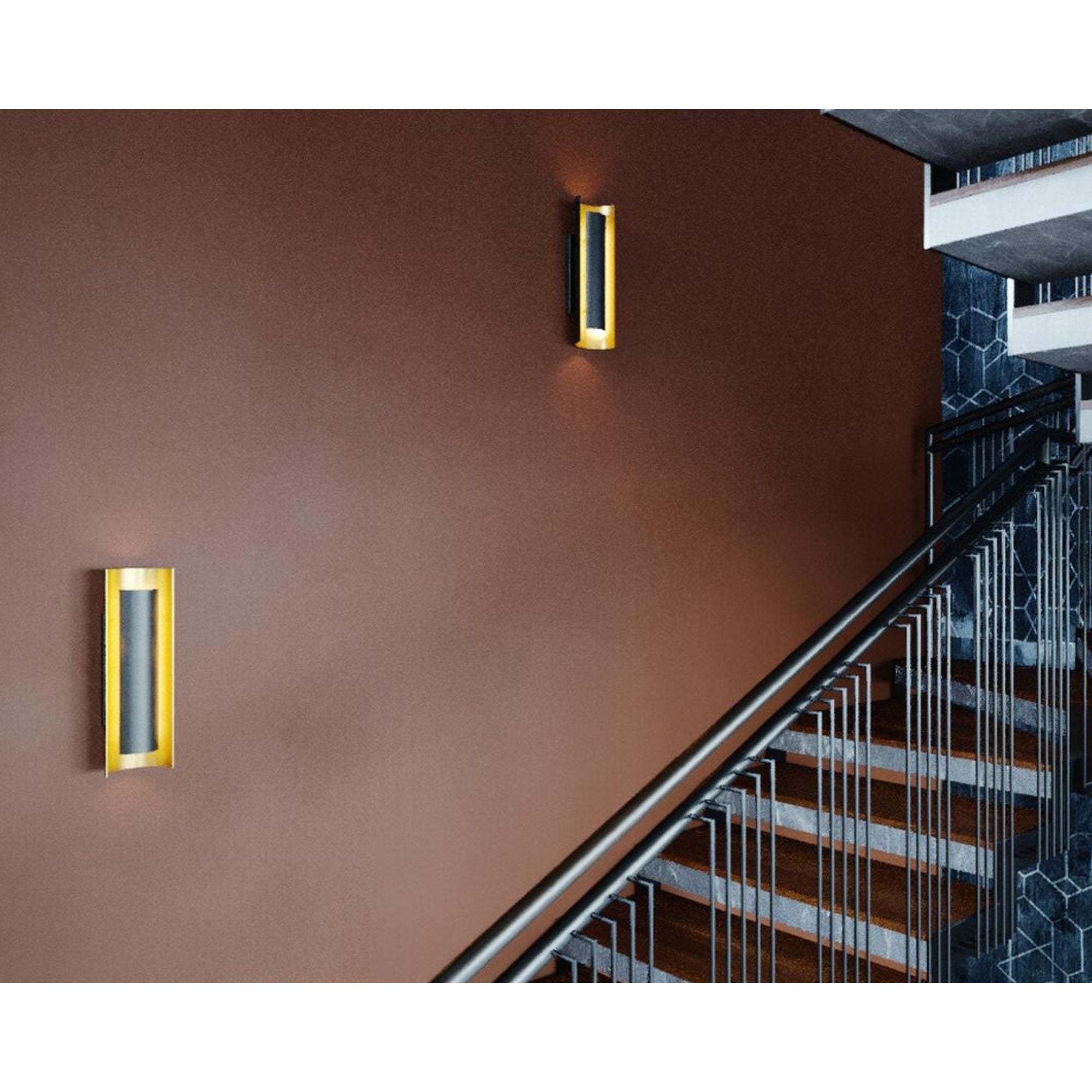 Reveal 16 in. LED Wall Light Black & Gold Finish - Bees Lighting