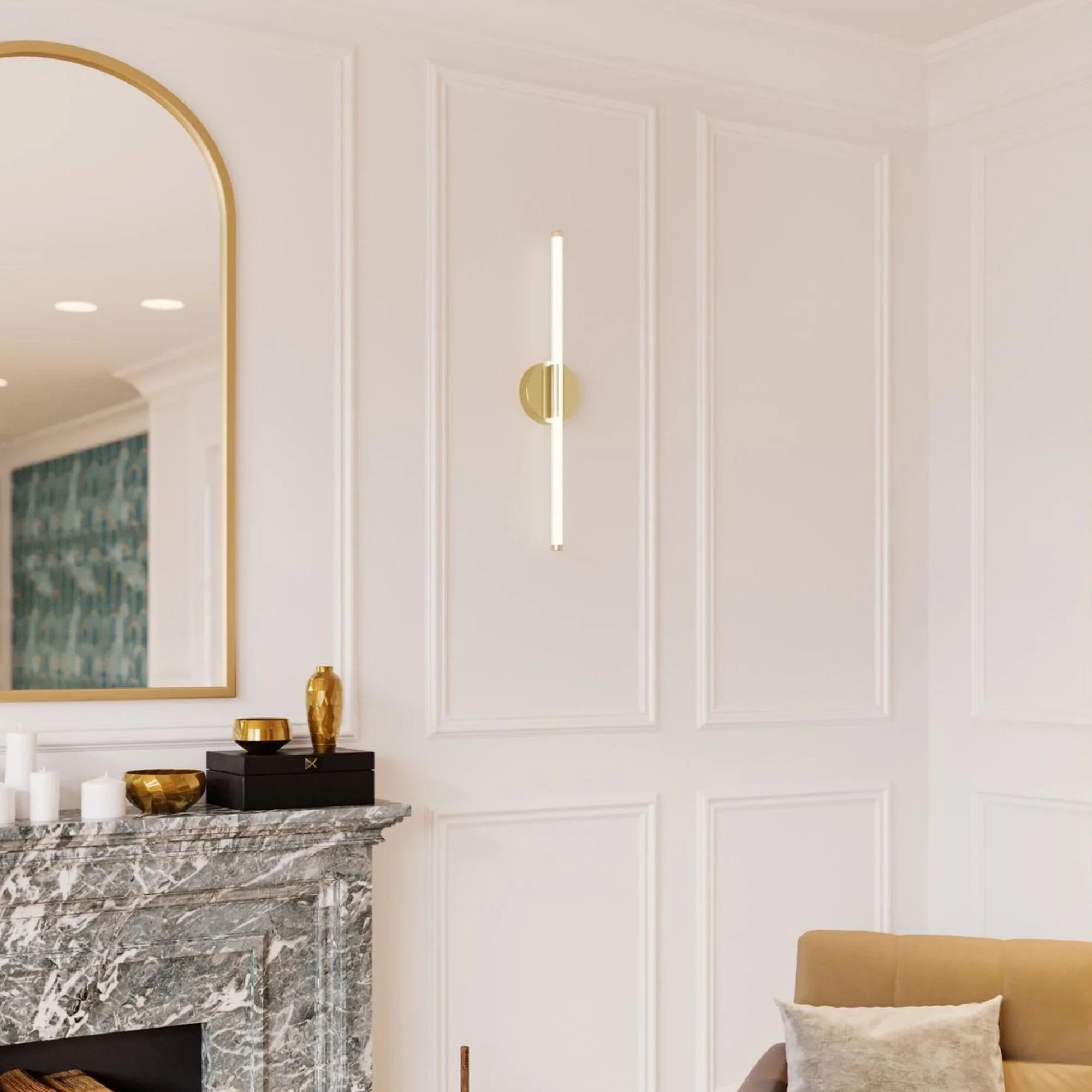 Rusnak 24" LED Wall Sconce, Satin Brass Finish - Bees Lighting