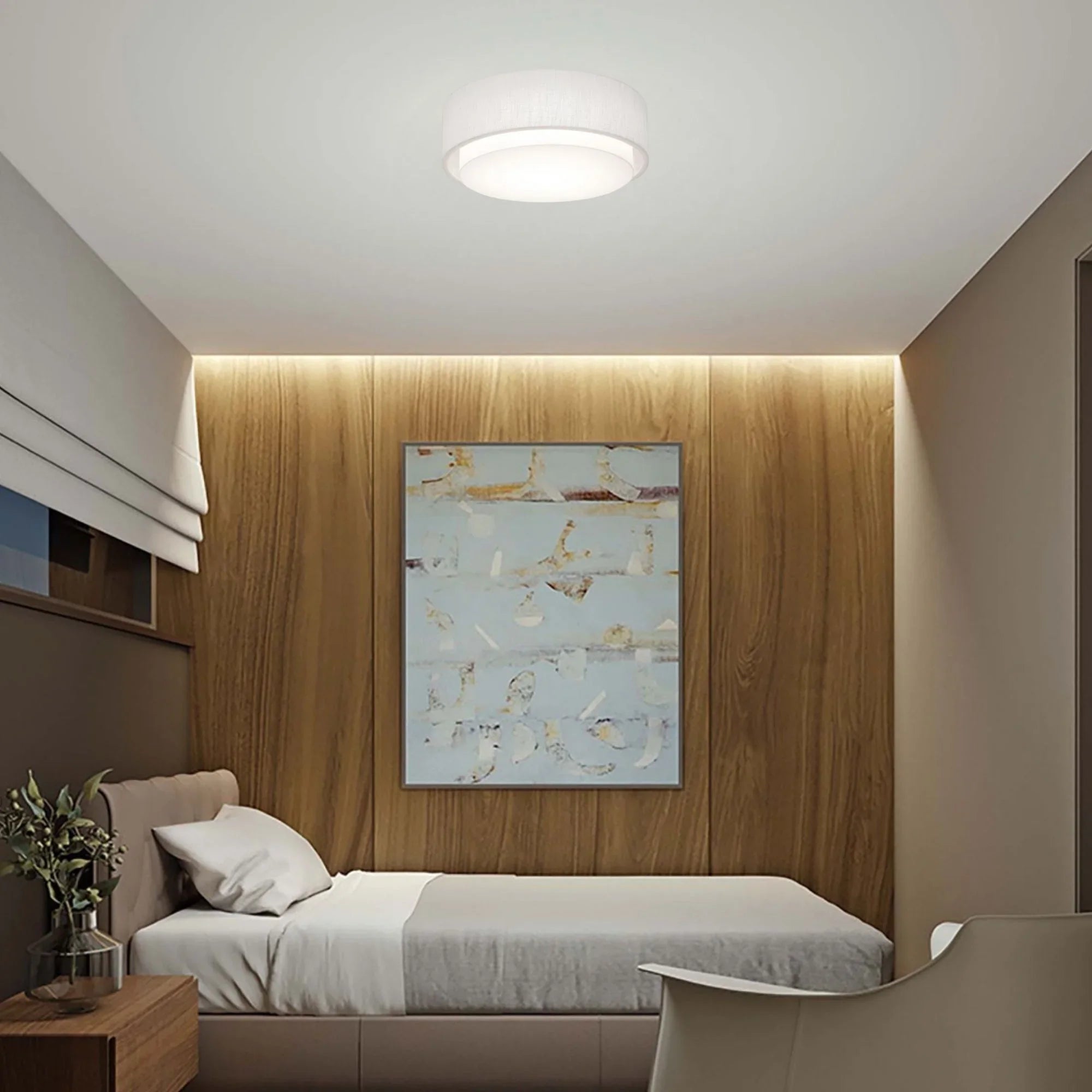 Sanibel 18" LED Flush Mount, Linen White Finish