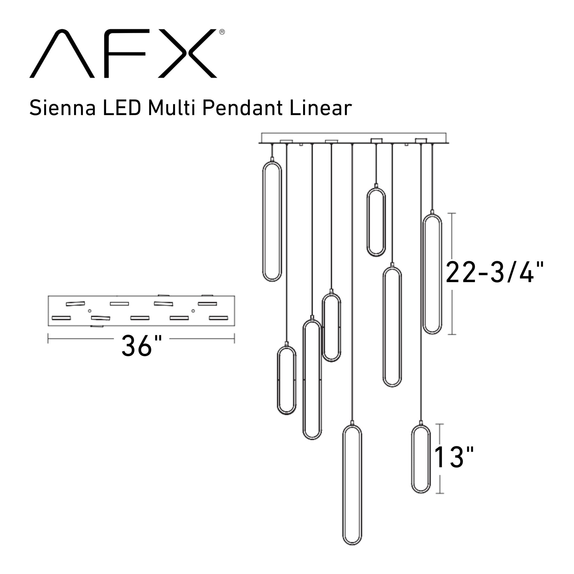Sienna 36'' Linear Multi-Port LED Pendant Light, Black Finish - Bees Lighting