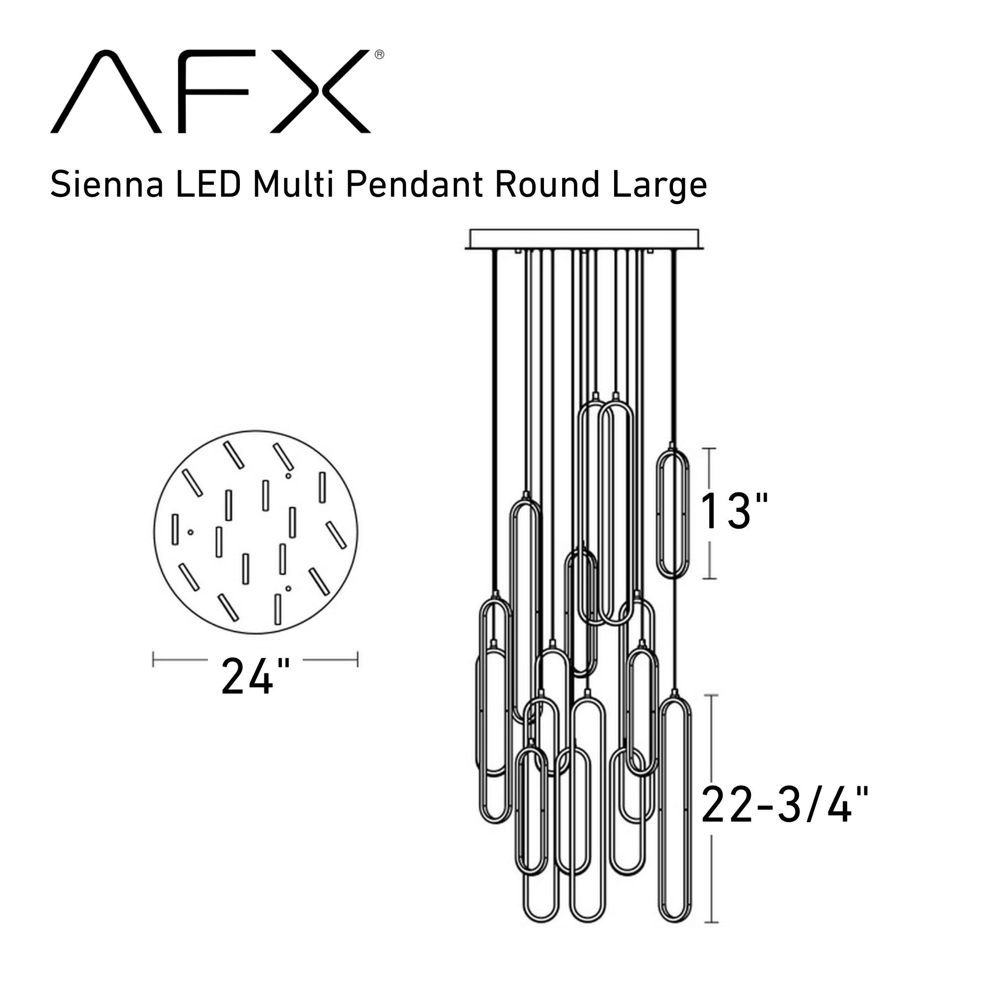 Sienna 24'' 16 Lights Round LED Pendant Light, Painted Nickel Finish - Bees Lighting