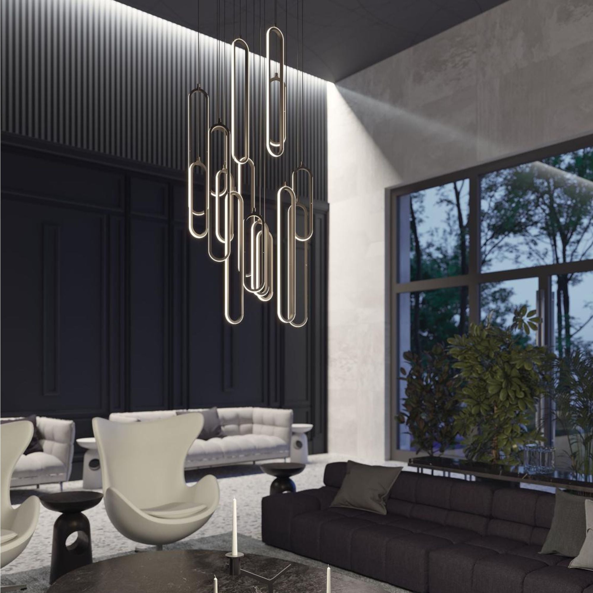Sienna 24'' 16 Lights Round LED Pendant Light, Painted Nickel Finish - Bees Lighting