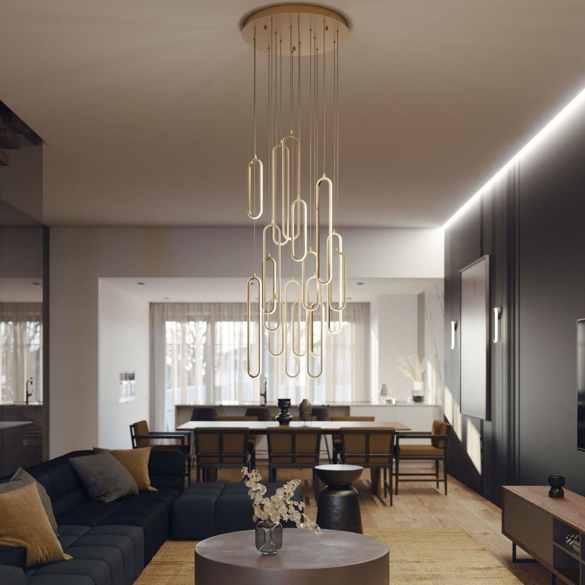 Sienna 24'' 16 Lights Round LED Pendant Light, Painted Nickel Finish - Bees Lighting