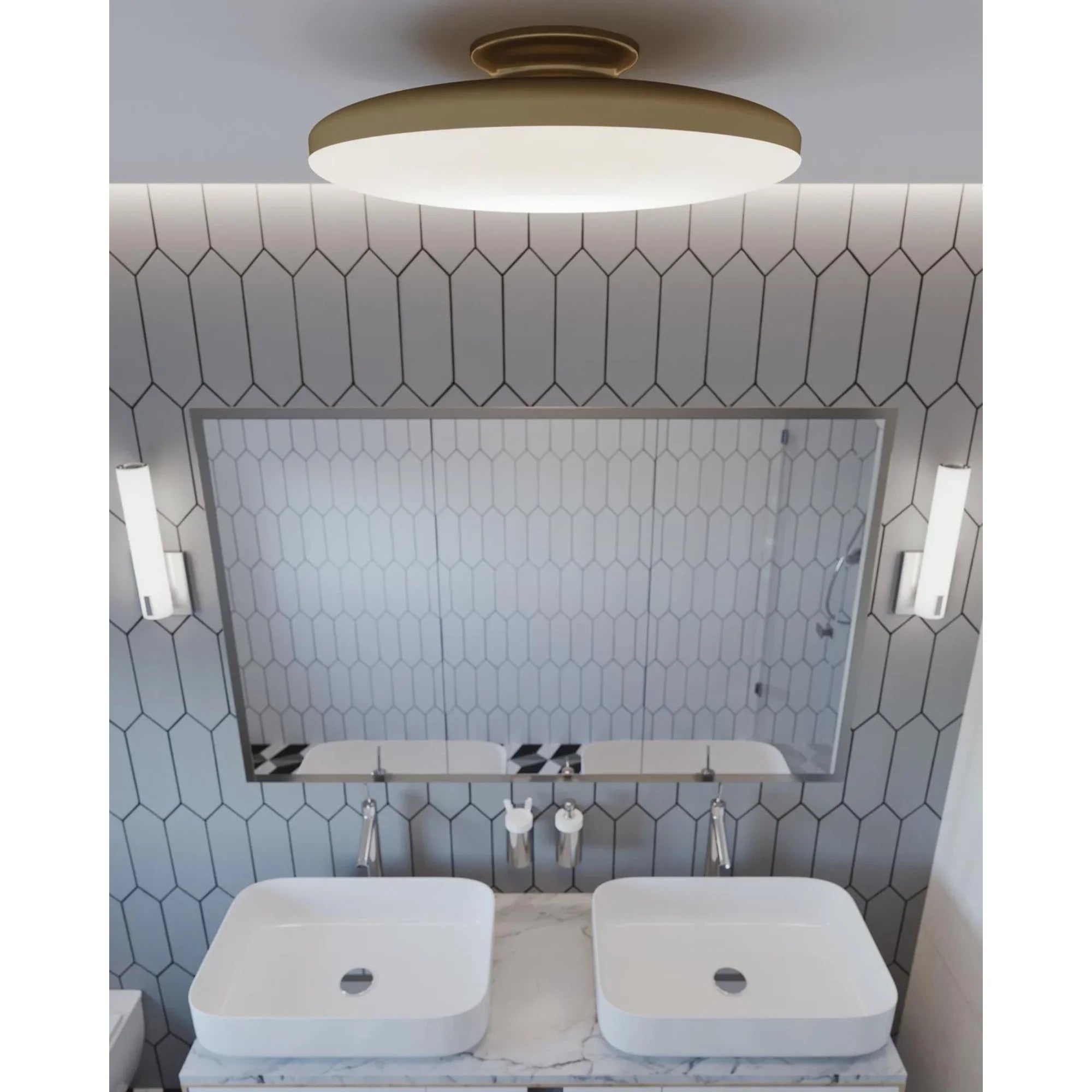 Skye 15" LED Semi-Flush Mount, Satin Brass Finish - Bees Lighting