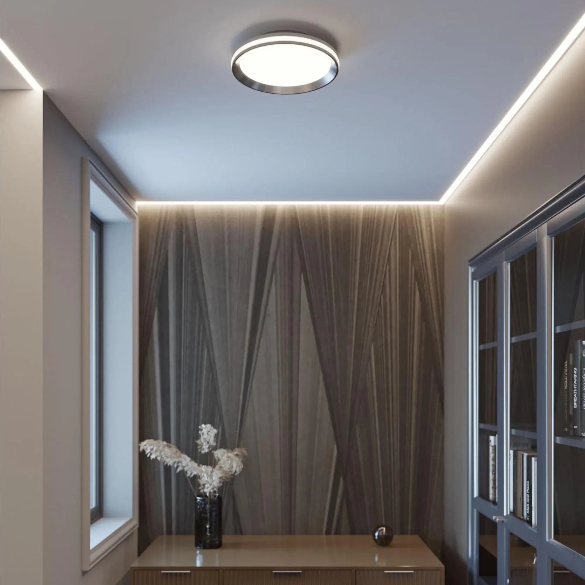 Sona 16" LED Flush Mount, Black Finish