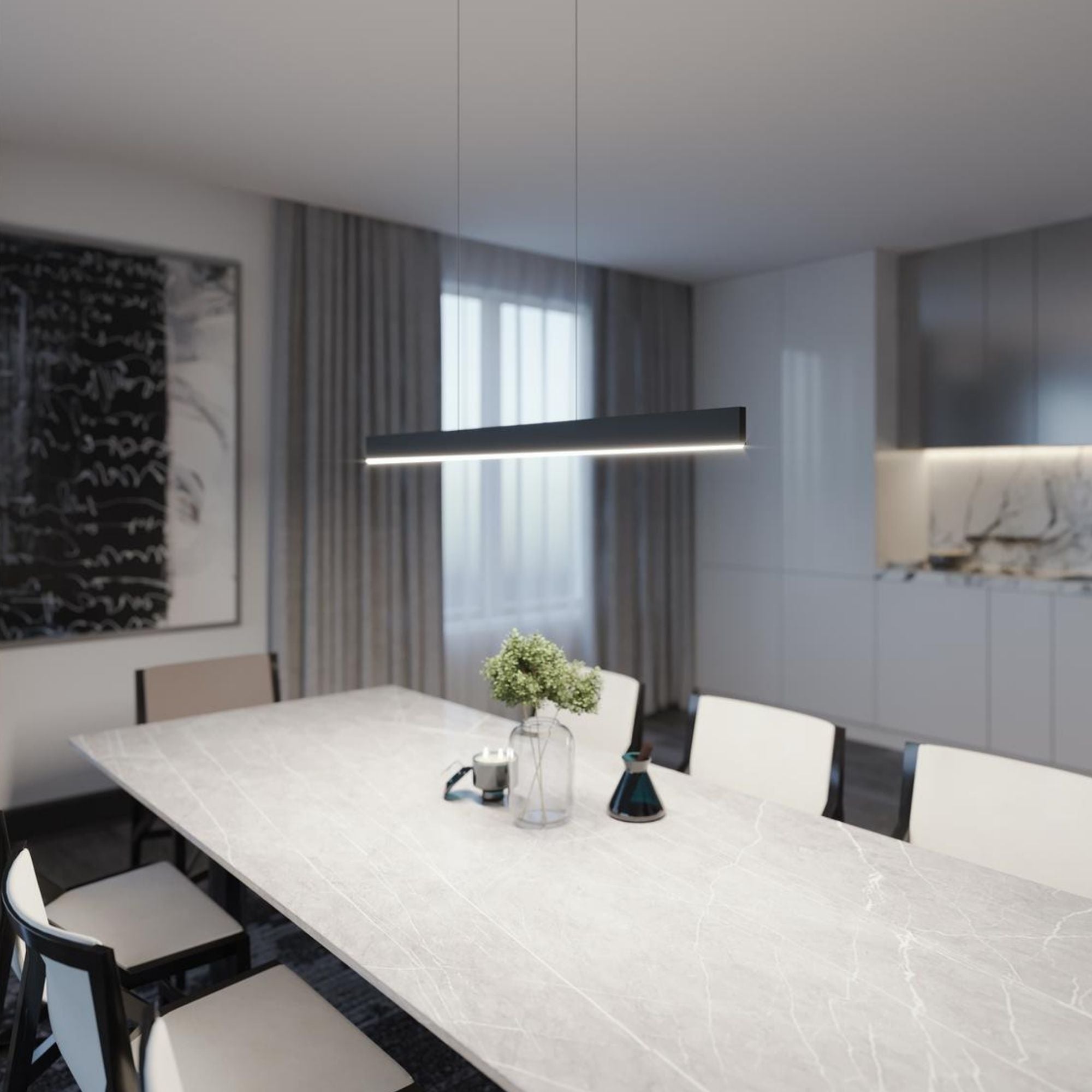 Stealth 36 in. LED Pendant Light Selectable CCT 120V Satin Nickel Finish - Bees Lighting