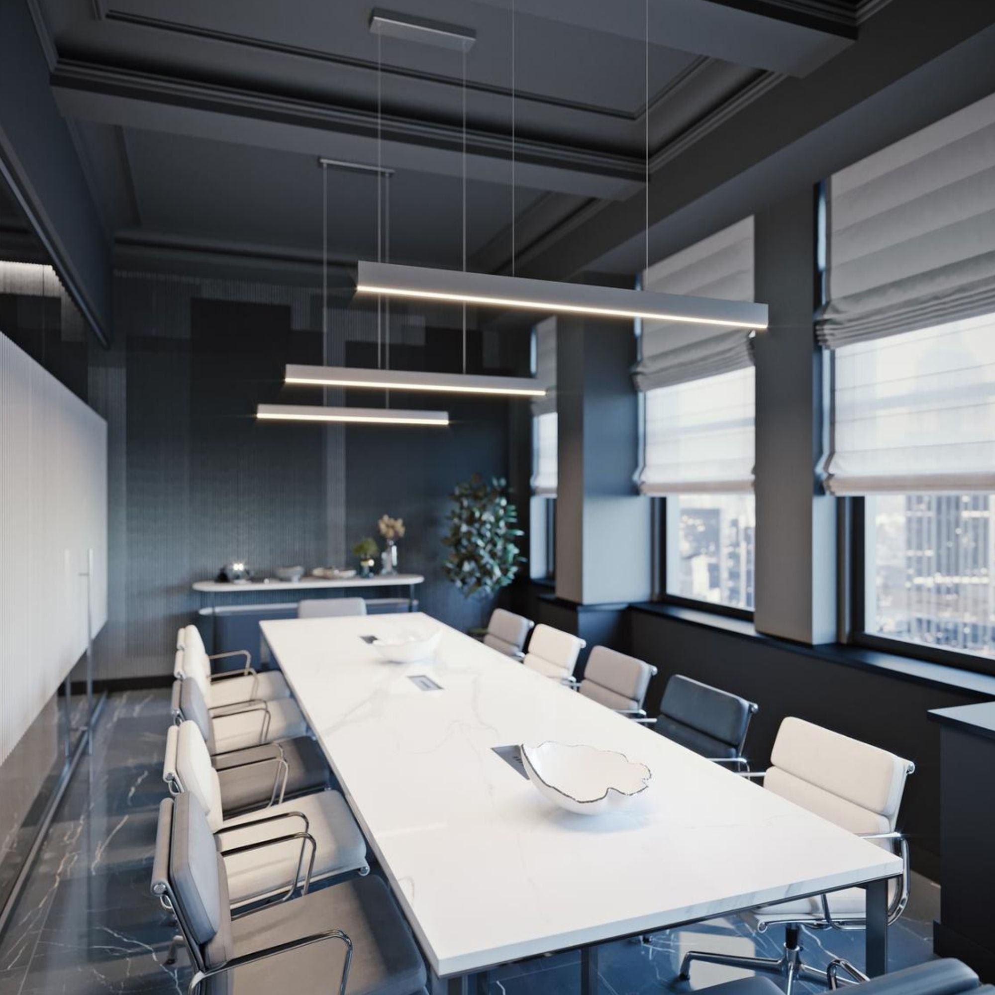 Stealth 46 in. LED Pendant Light Selectable CCT 120-277V Black Finish - Bees Lighting