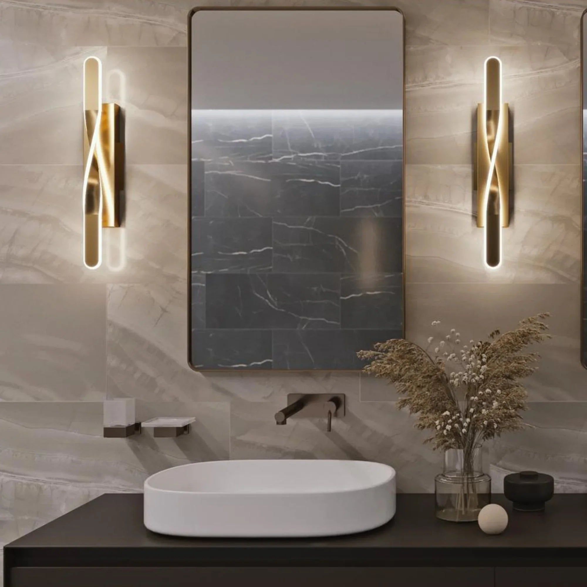 Twist 24" LED Vanity, Satin Brass Finish - Bees Lighting
