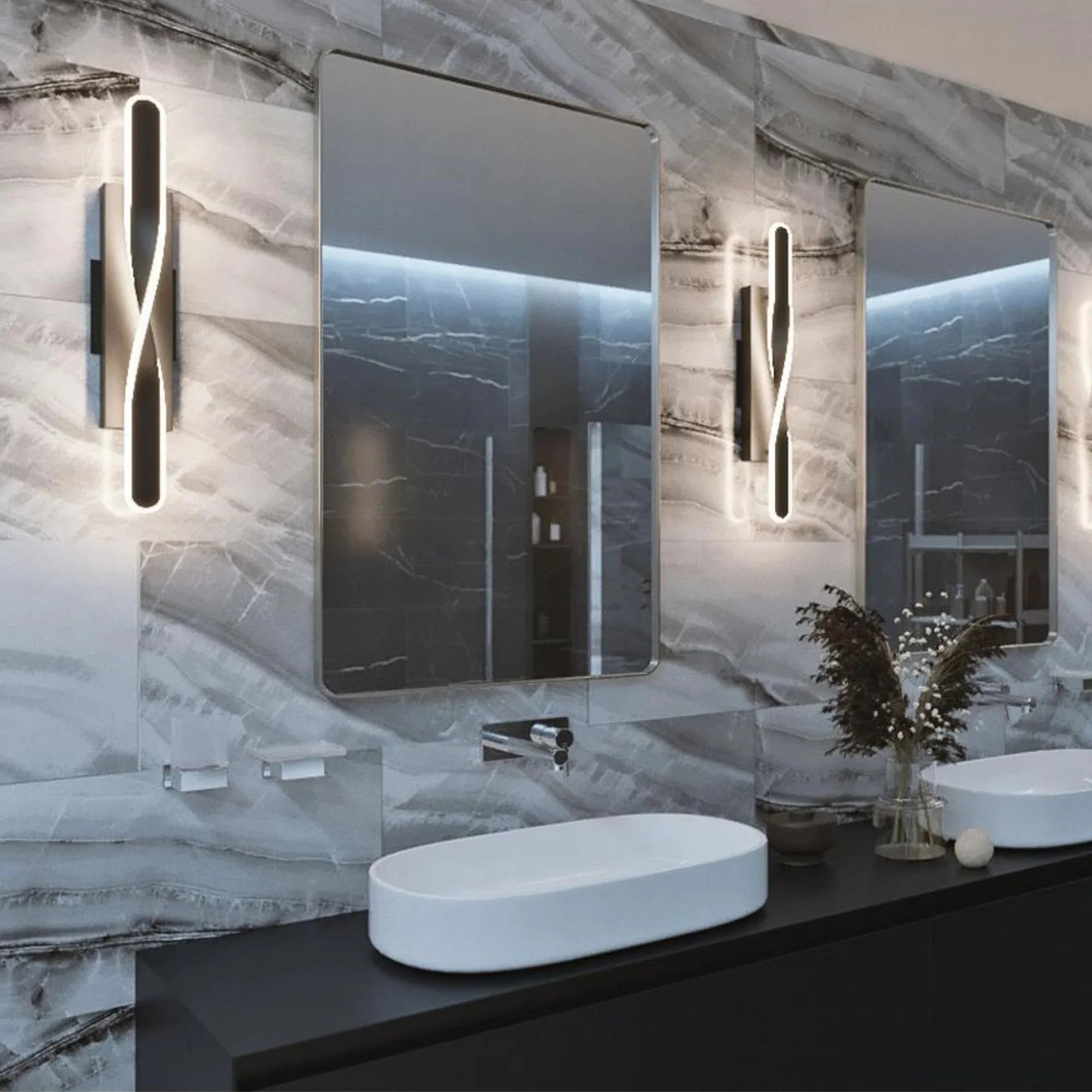 Twist 36" LED Vanity, Black Finish - Bees Lighting