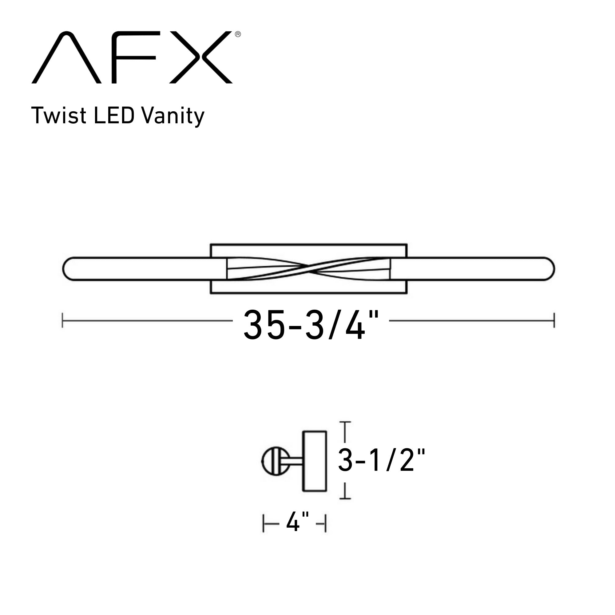 Twist 36 In. LED Bath Bar Black Finish - Bees Lighting